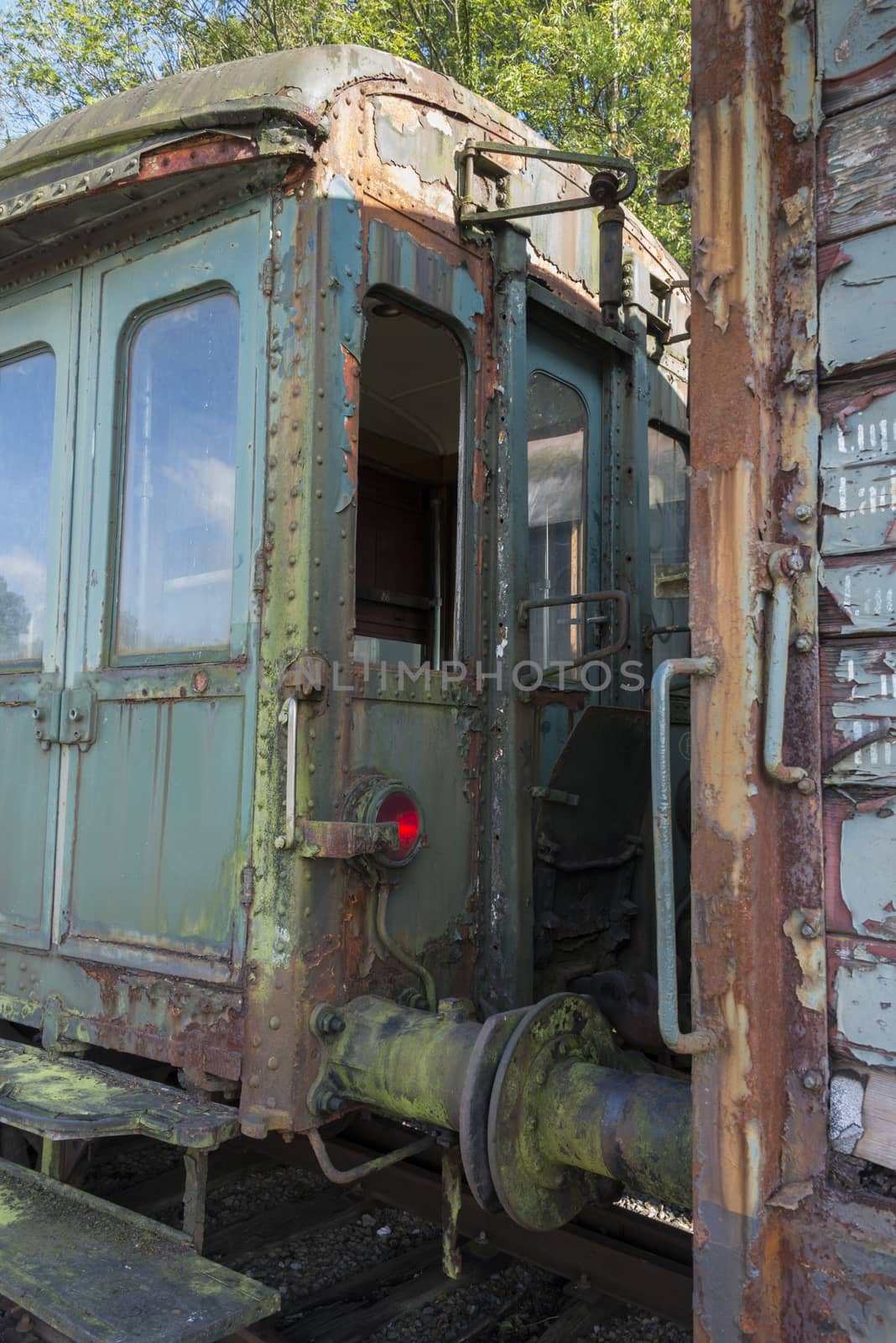 old rusted train at trainstation hombourg by compuinfoto