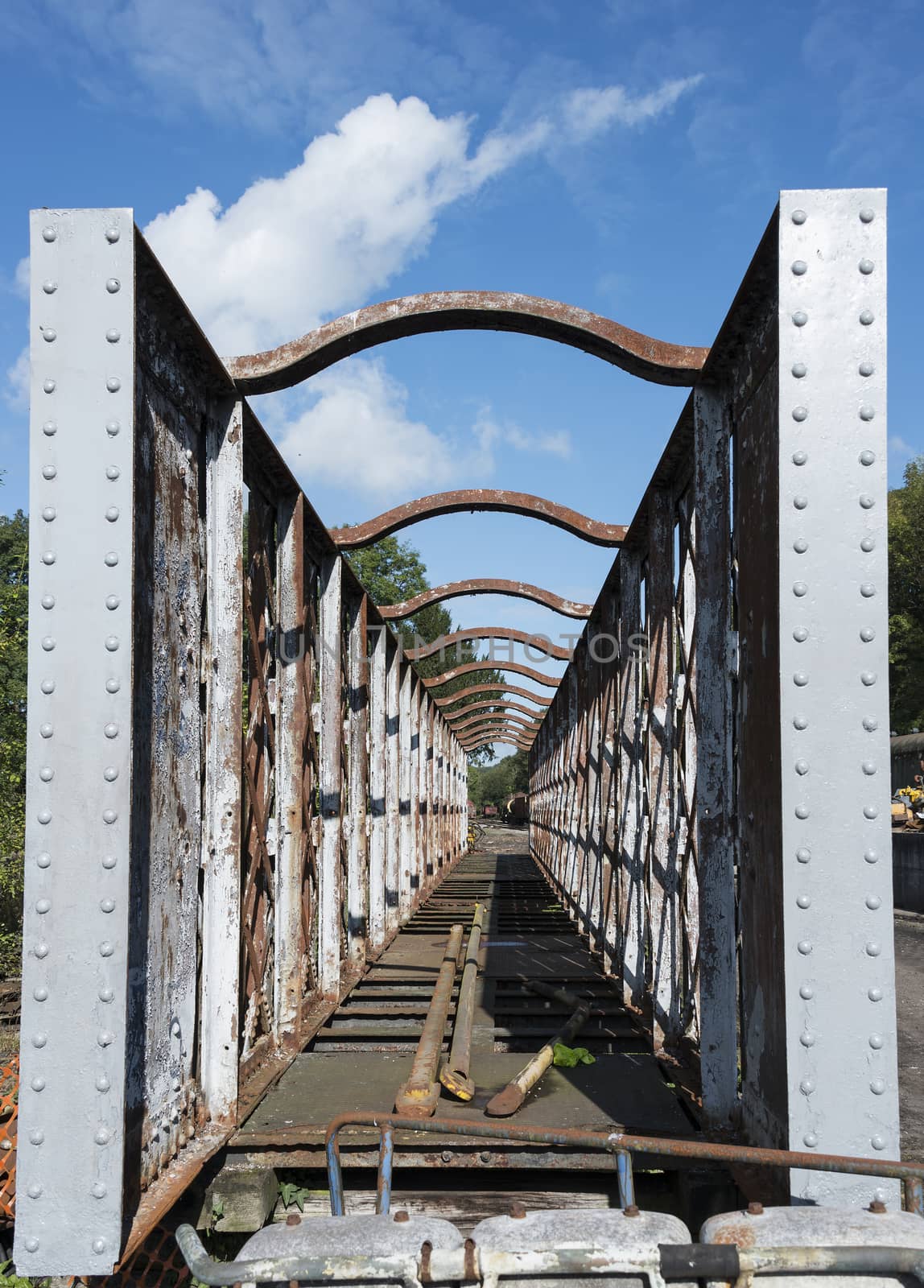 old  skeleton frame from a train at trainstation hombourg in belgium