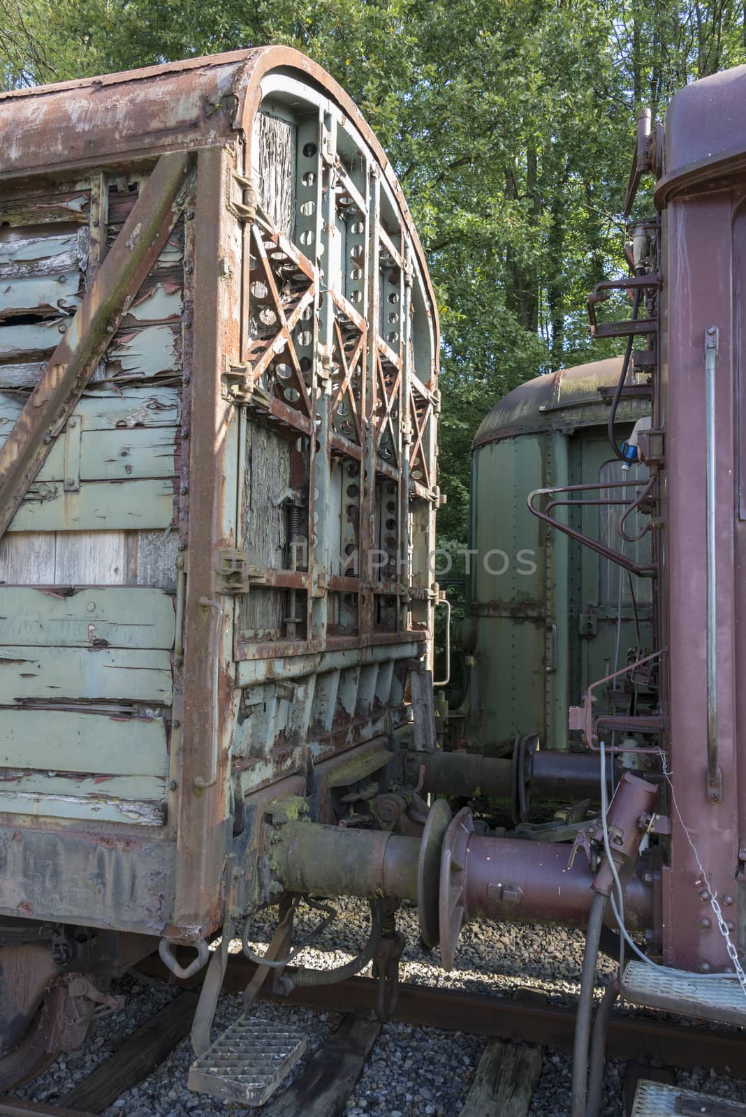 old rusted train at trainstation hombourg in belgium