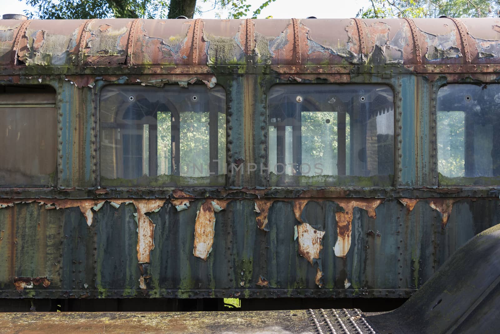 old rusted train at trainstation hombourg in belgium