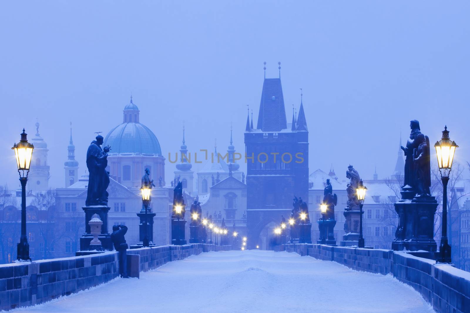 czech republic prague - charles bridge in winter morning