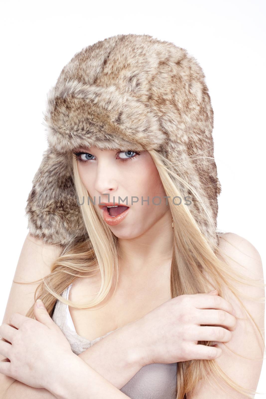 young woman in fur hat by courtyardpix