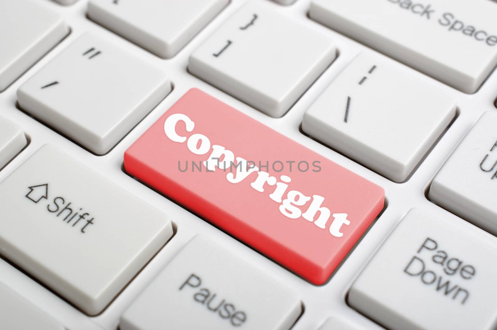 Red copyright on keyboard
