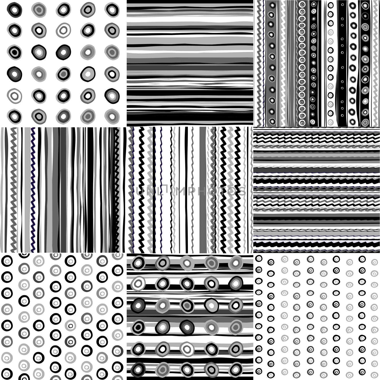 Set of black and white doodle patterns by hibrida13