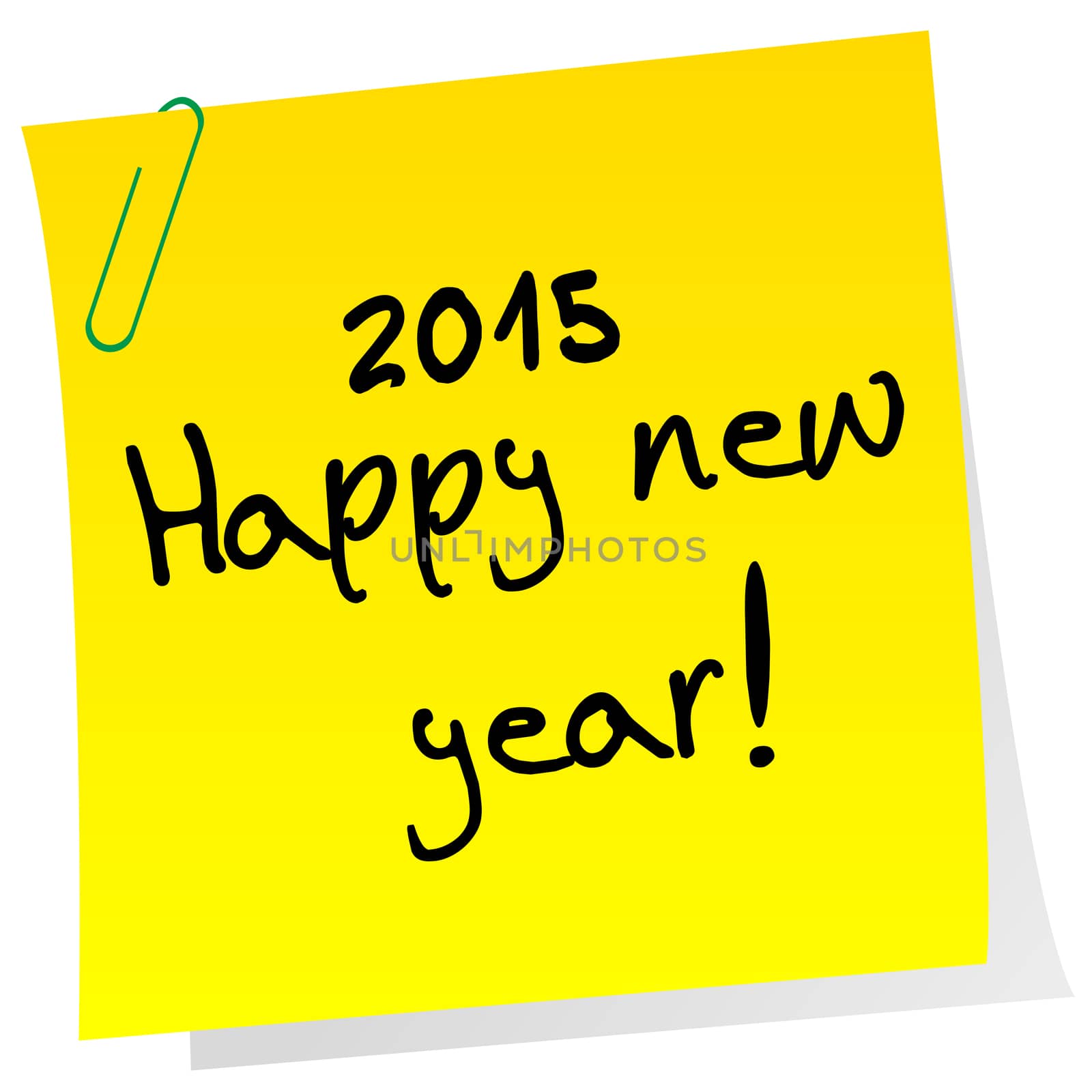 Sticker note with 2015 Happy New Year message by hibrida13