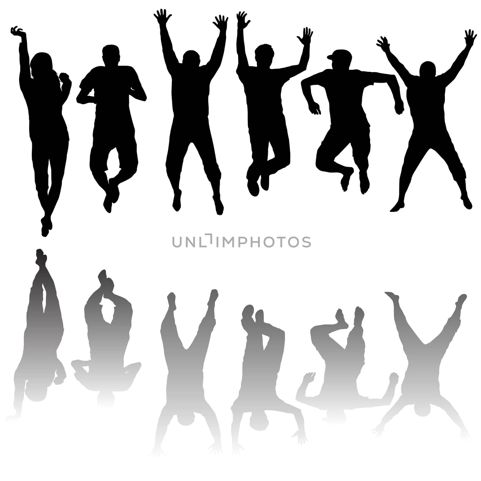 Set of young people silhouettes jumping by hibrida13