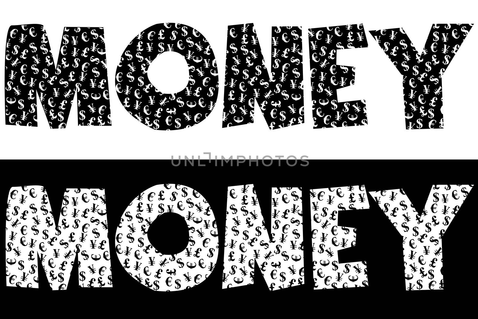 Money typography made of currency symbols by hibrida13