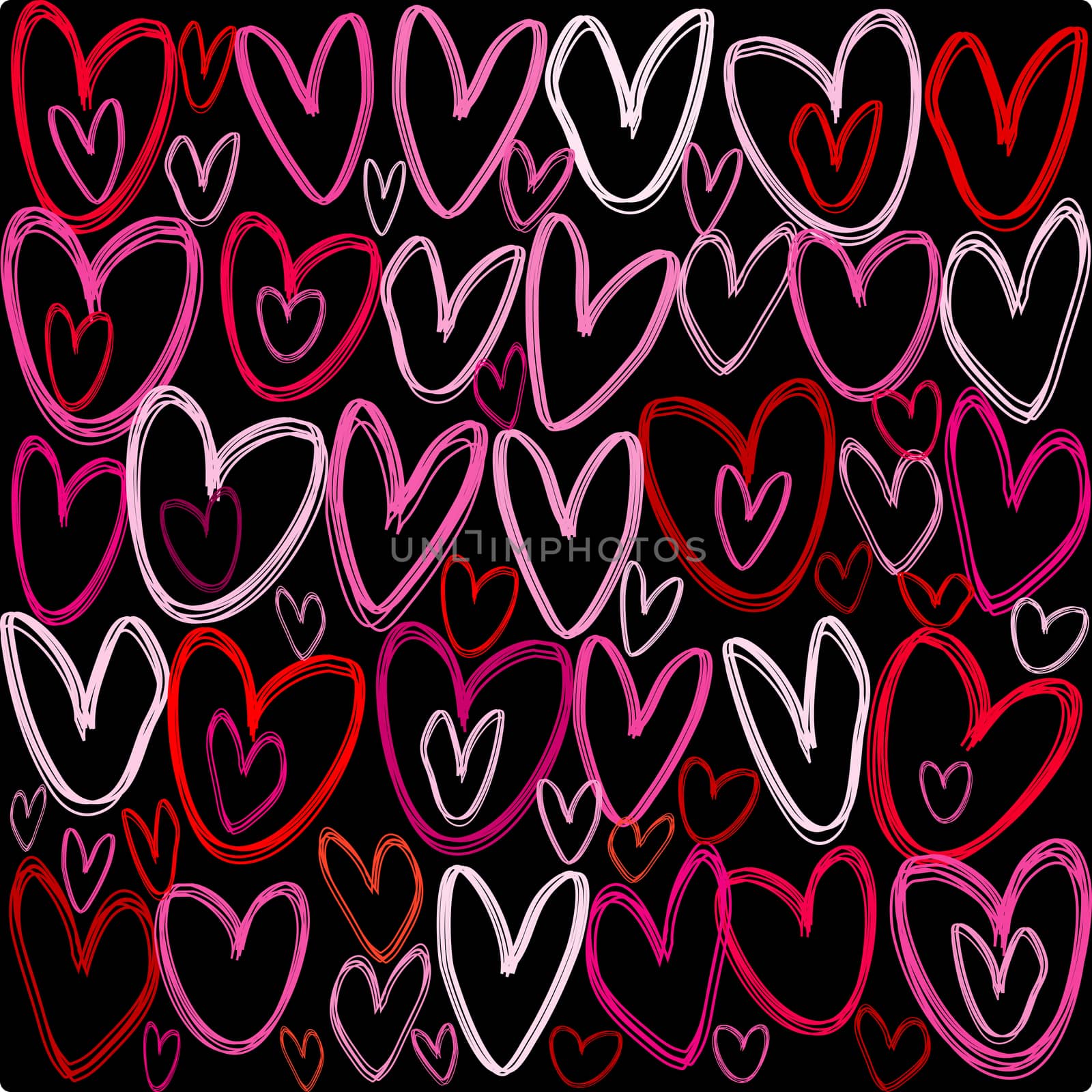 Hearts over black background