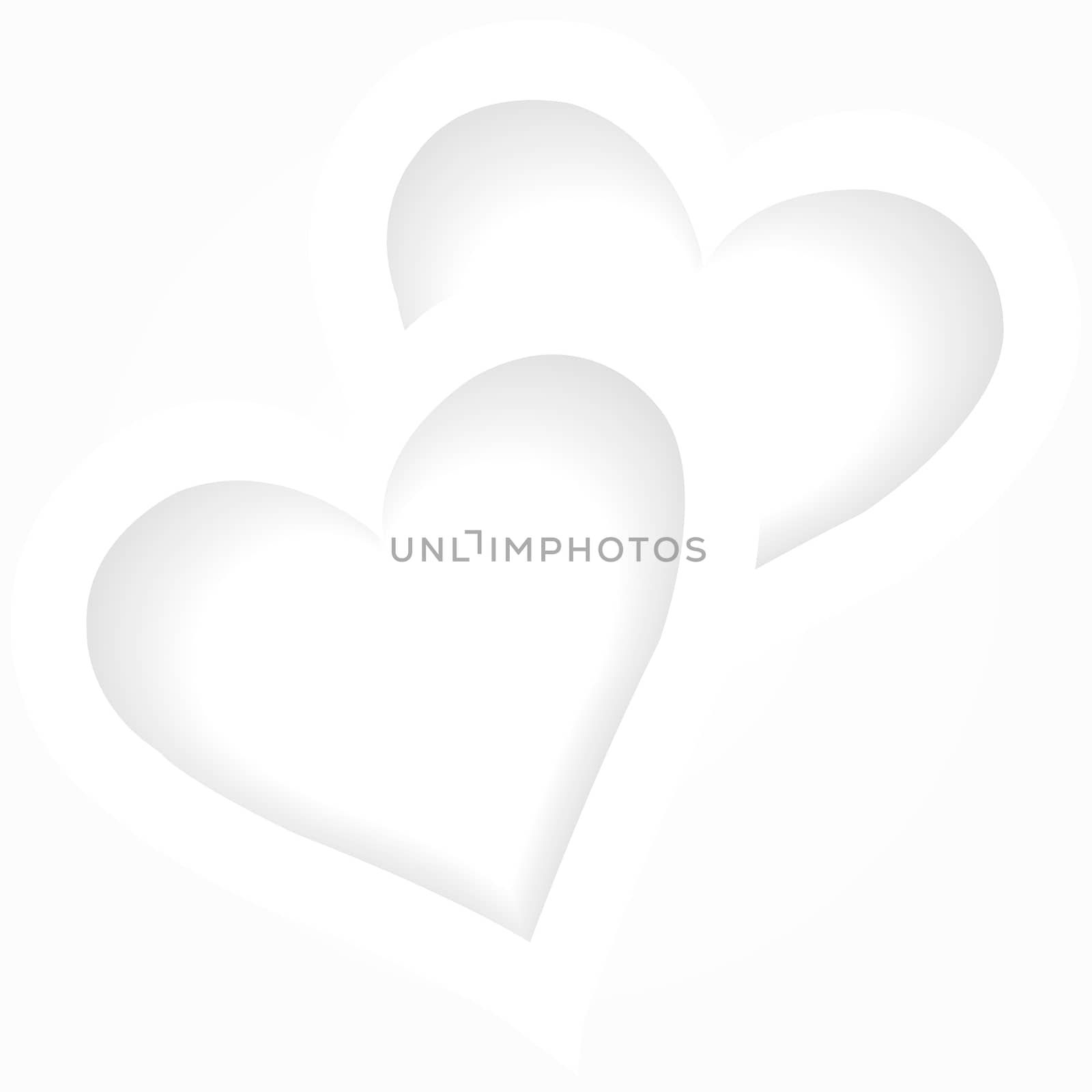 Two white hearts, romantic background