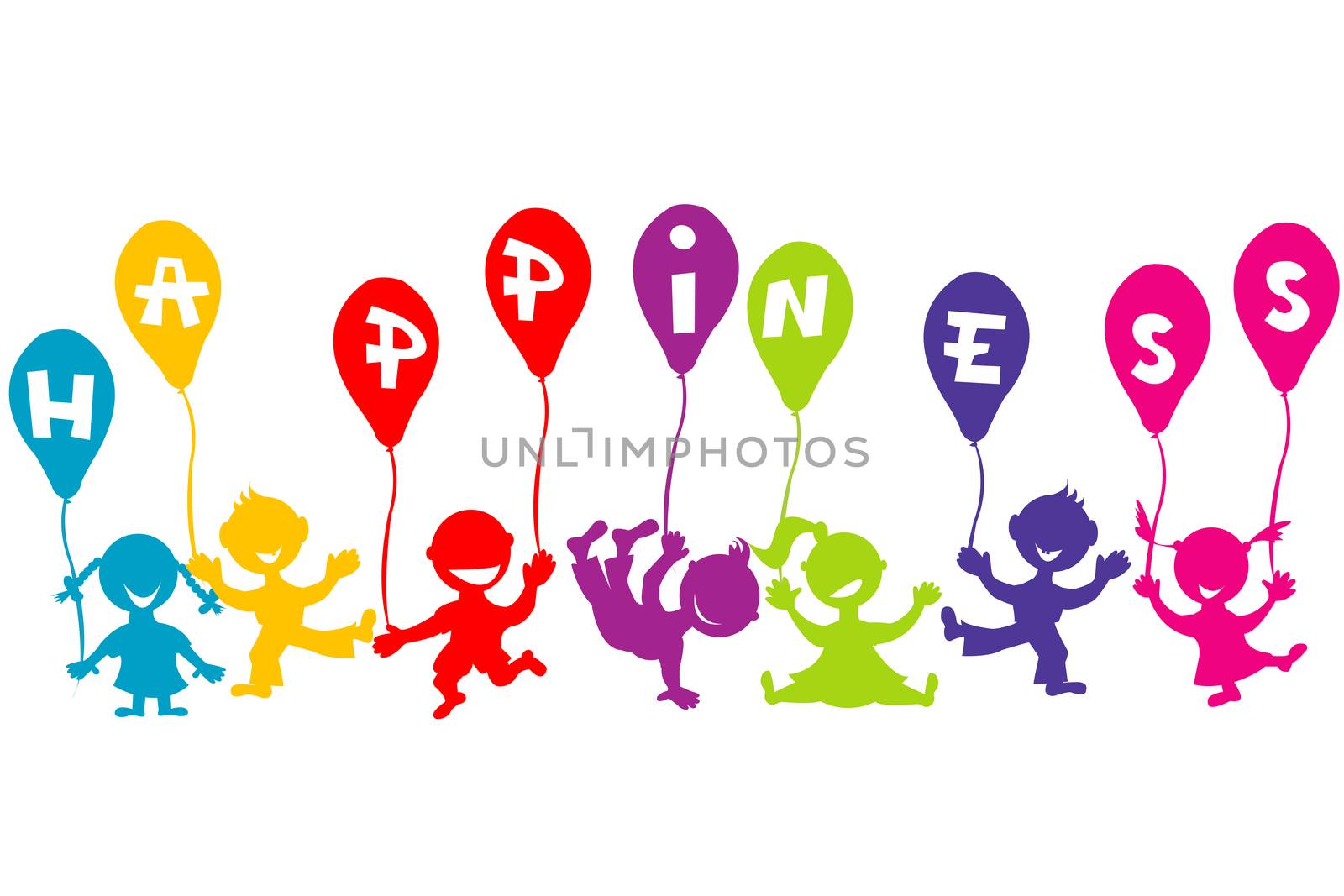 Happiness childhood concept with children and balloons