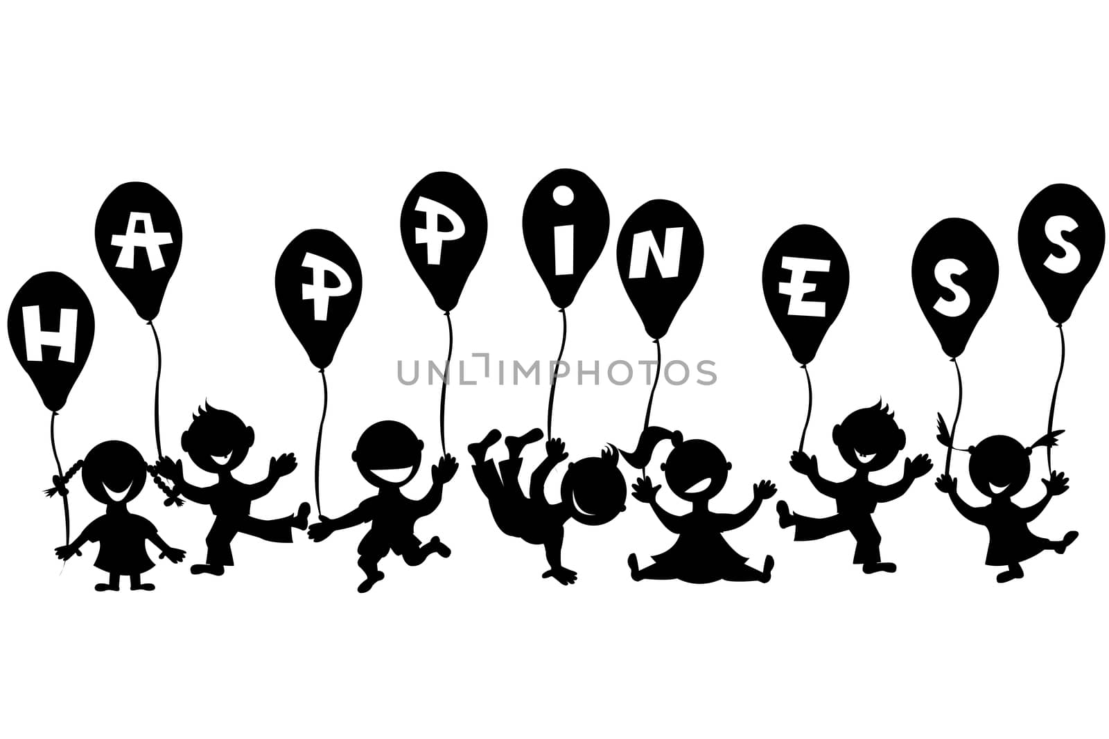 Doodle children with balloons