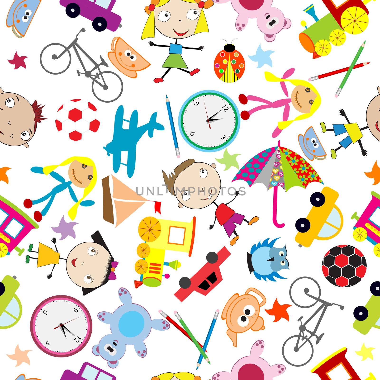 Seamless pattern with toys, background for kids