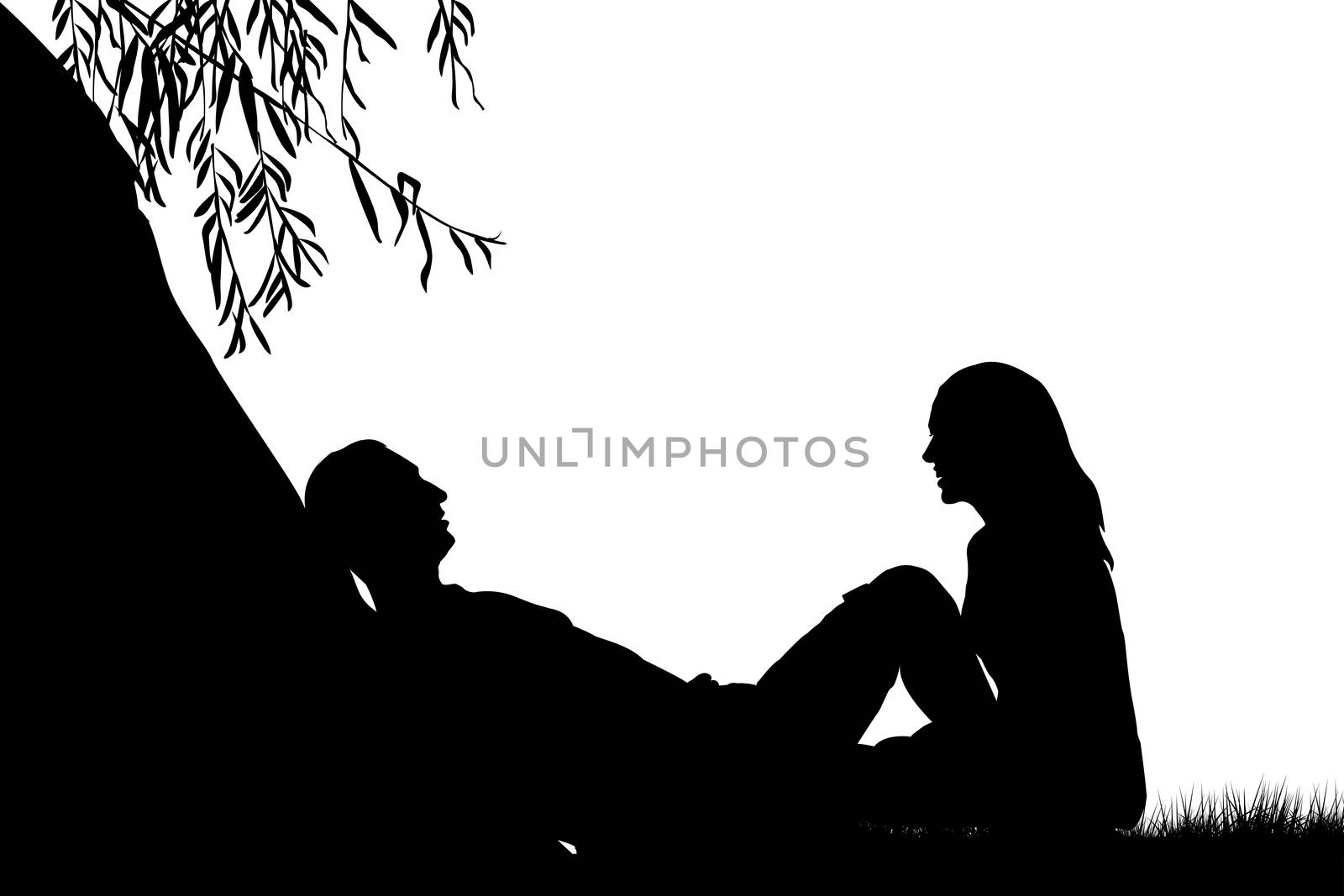 Lovers near a lake under a willow by hibrida13