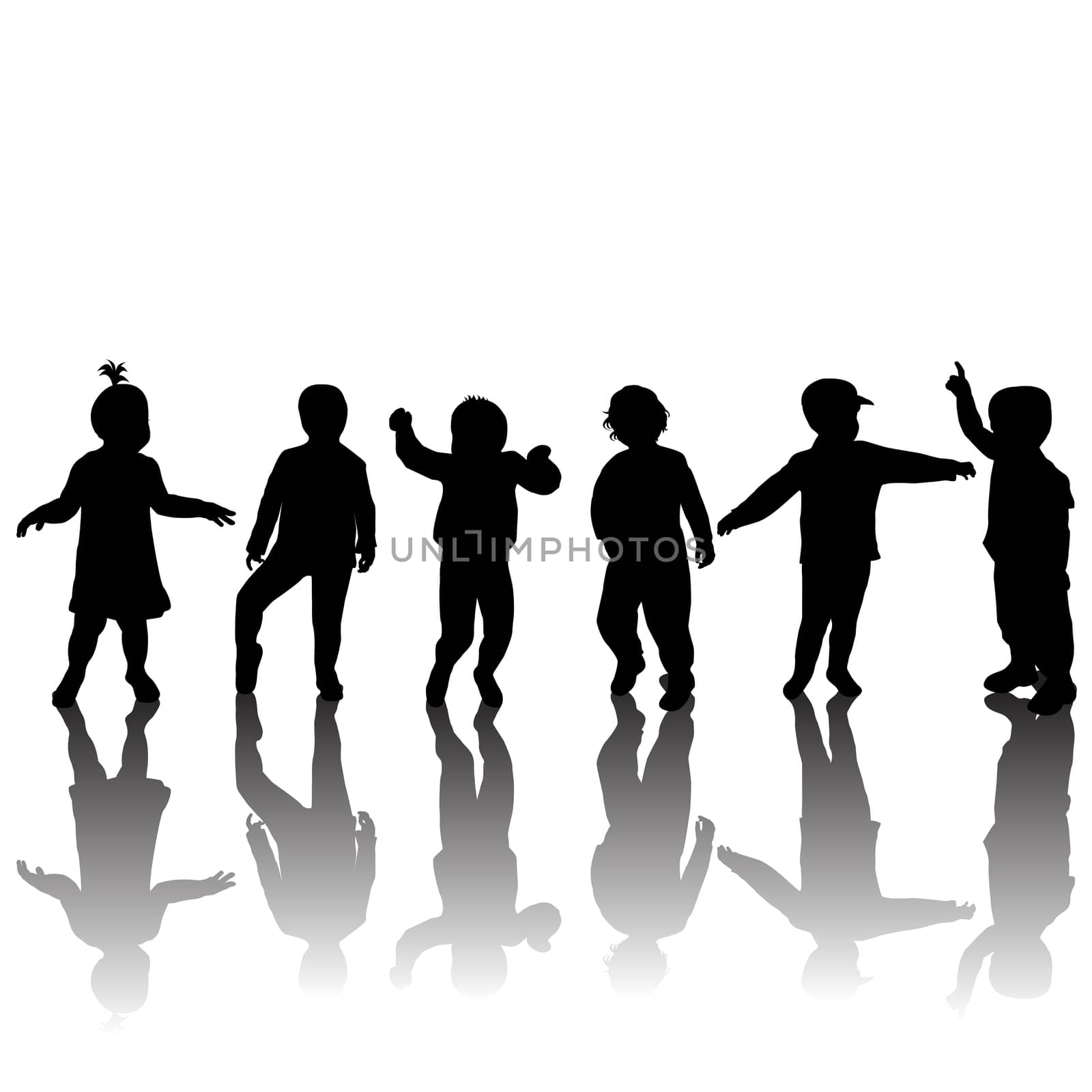 Silhouettes of children and shadows