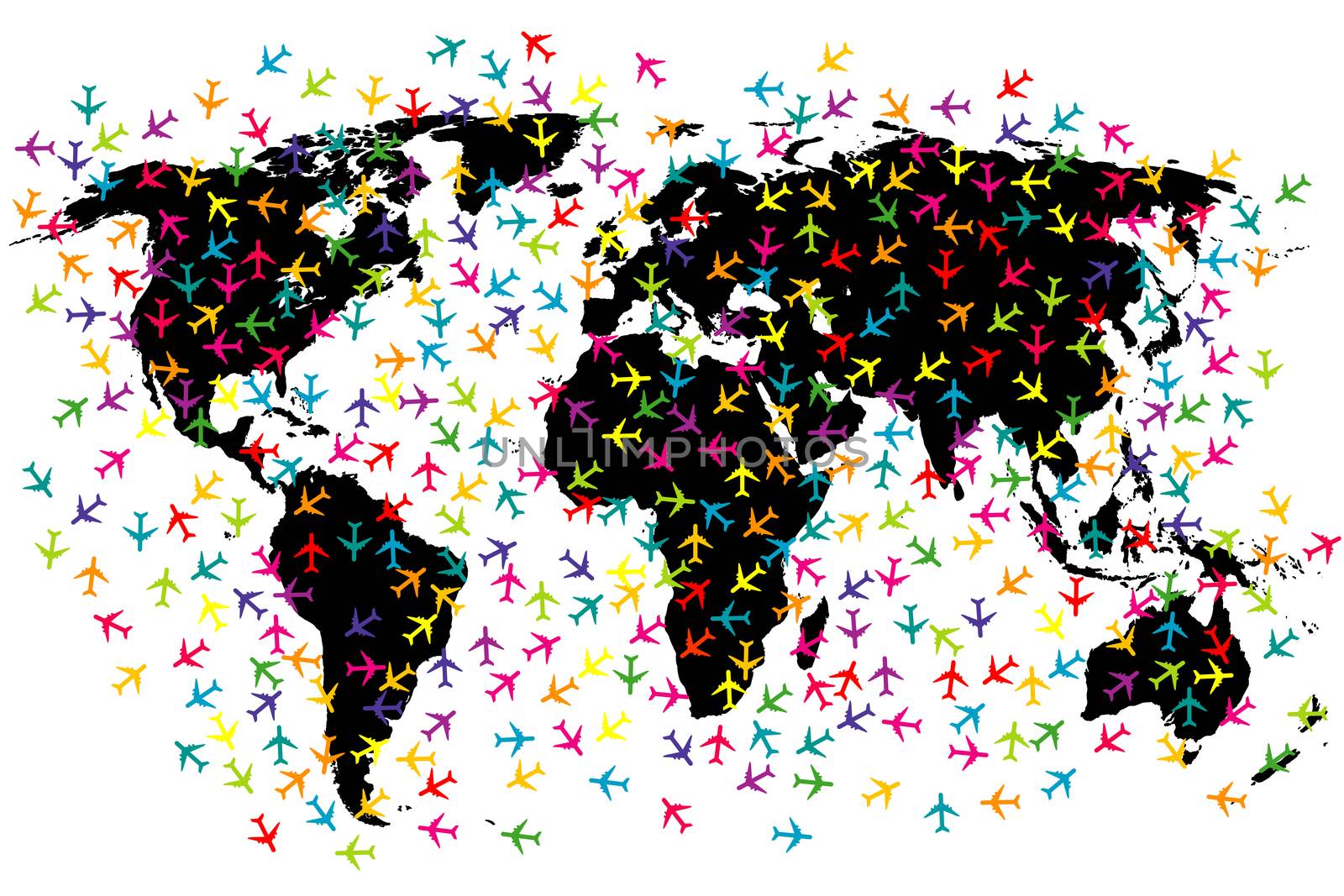 World map airline flights by hibrida13