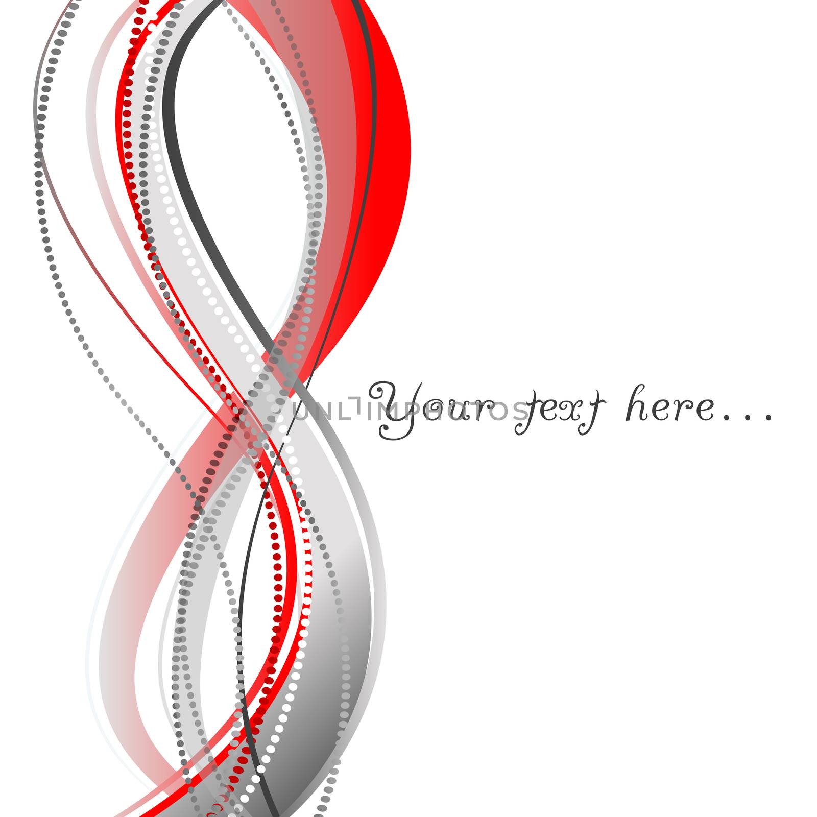 Red background with dotted lines and wave stripes