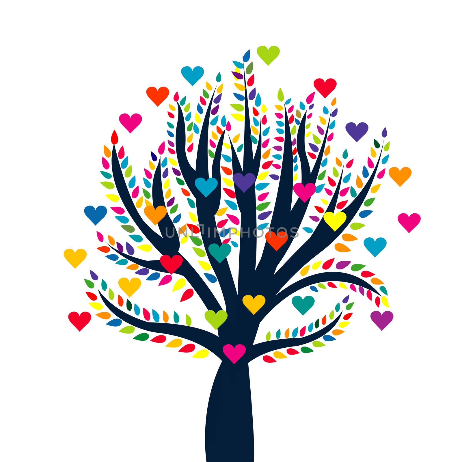 Love tree isolated over white background