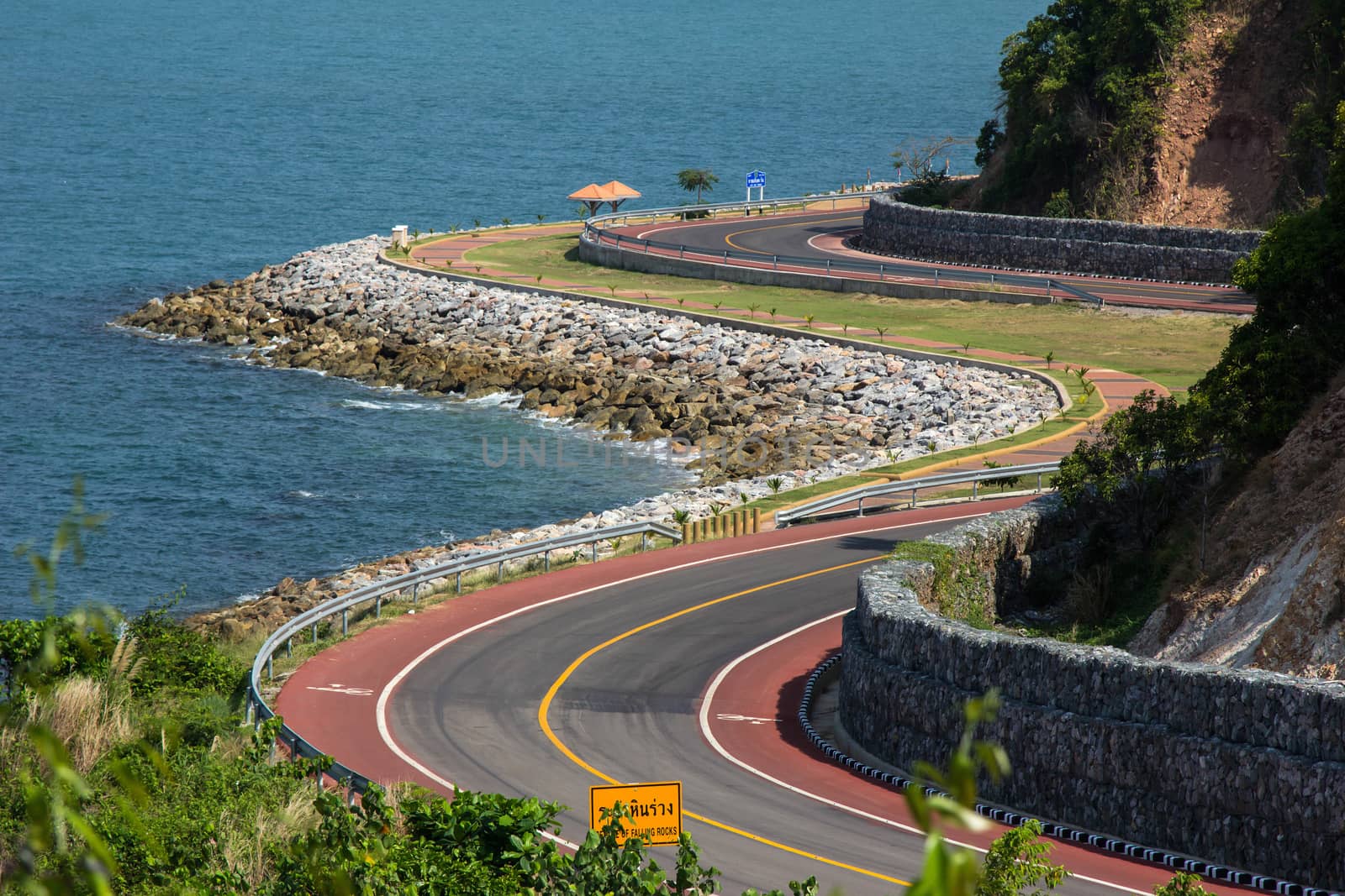 Winding road by the sea in Chanthaburi, Thailand