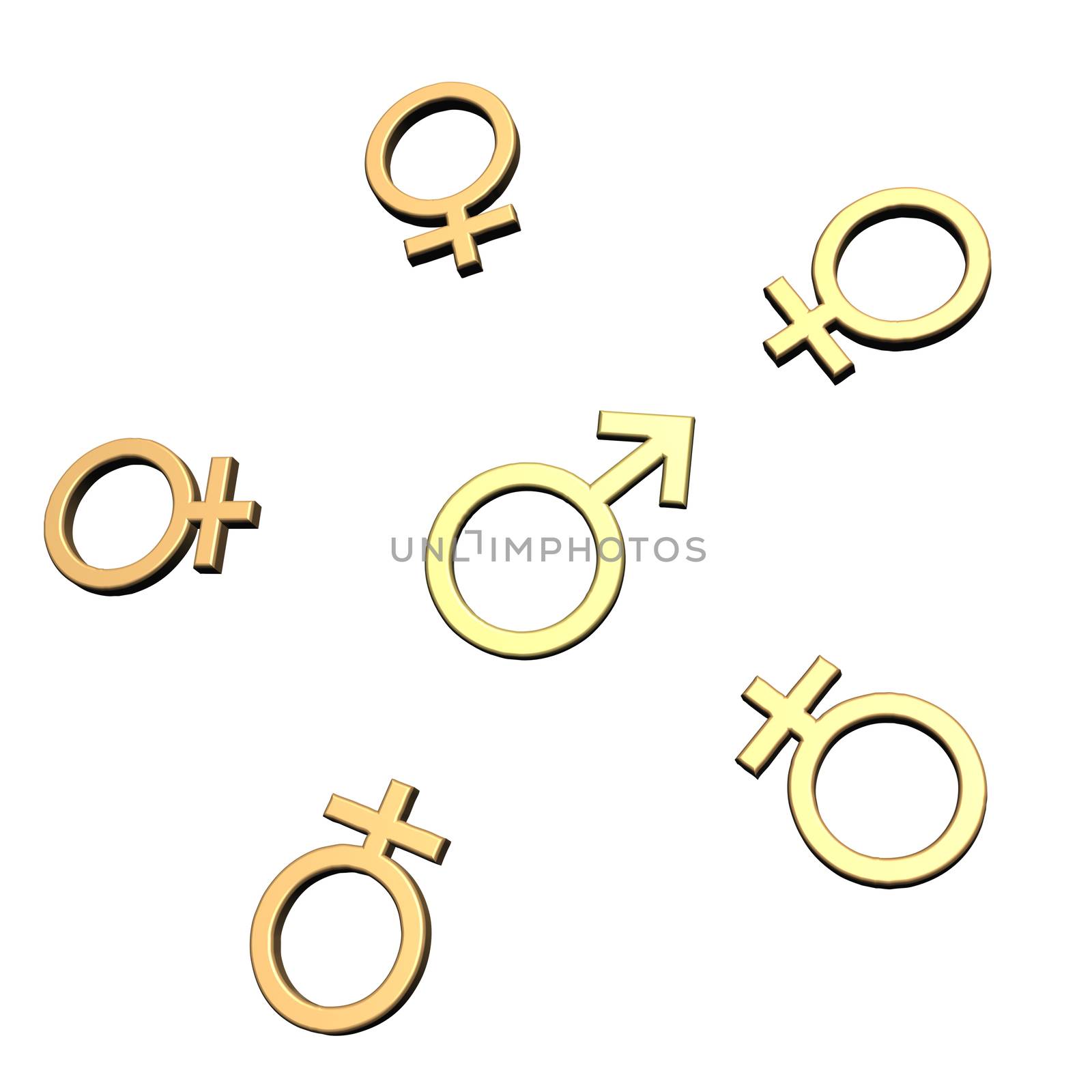 Male and female signs isolated on white background