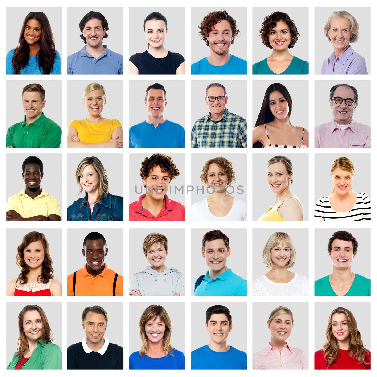 Collage of smiling people, say cheese! by stockyimages