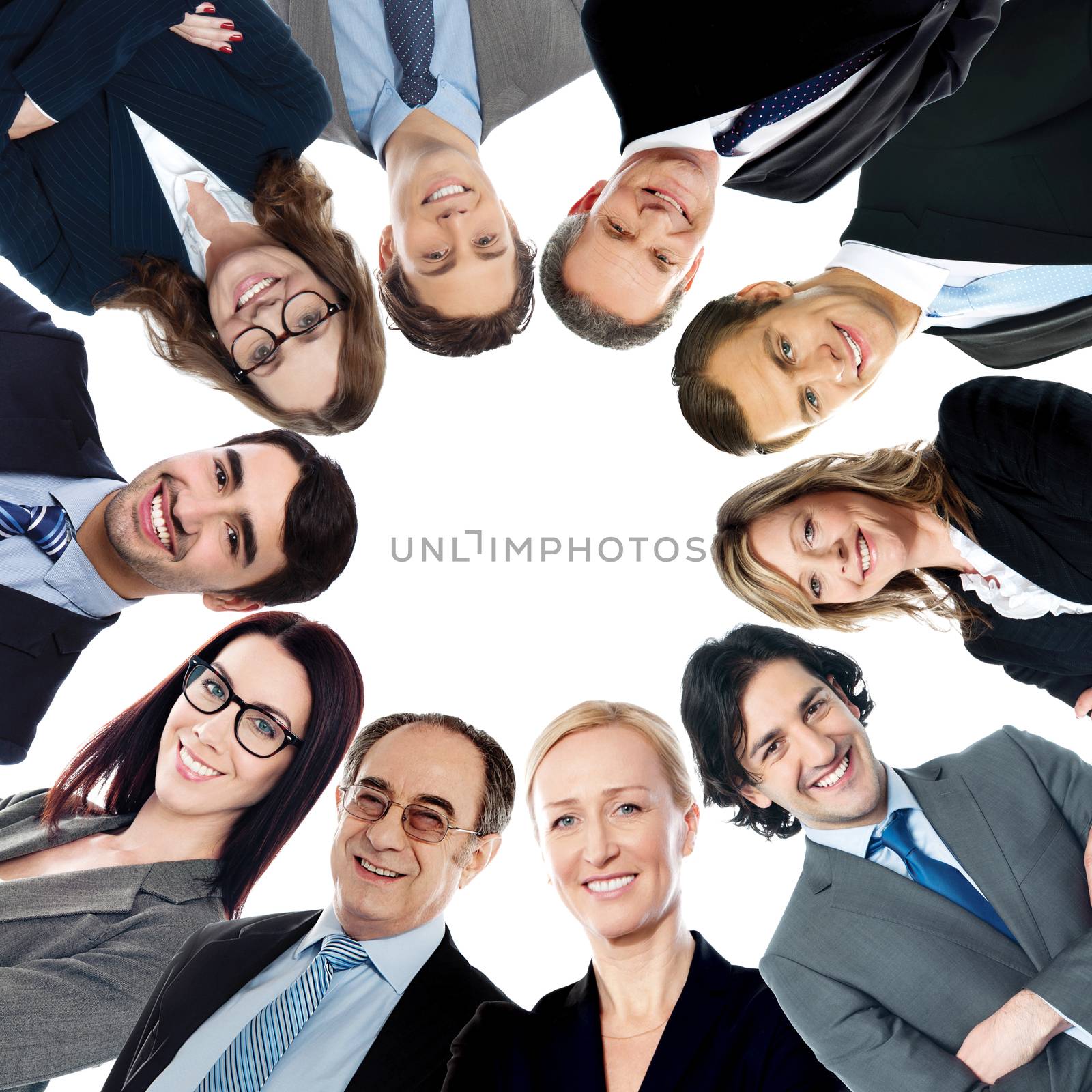 Circular formation of smiling business people