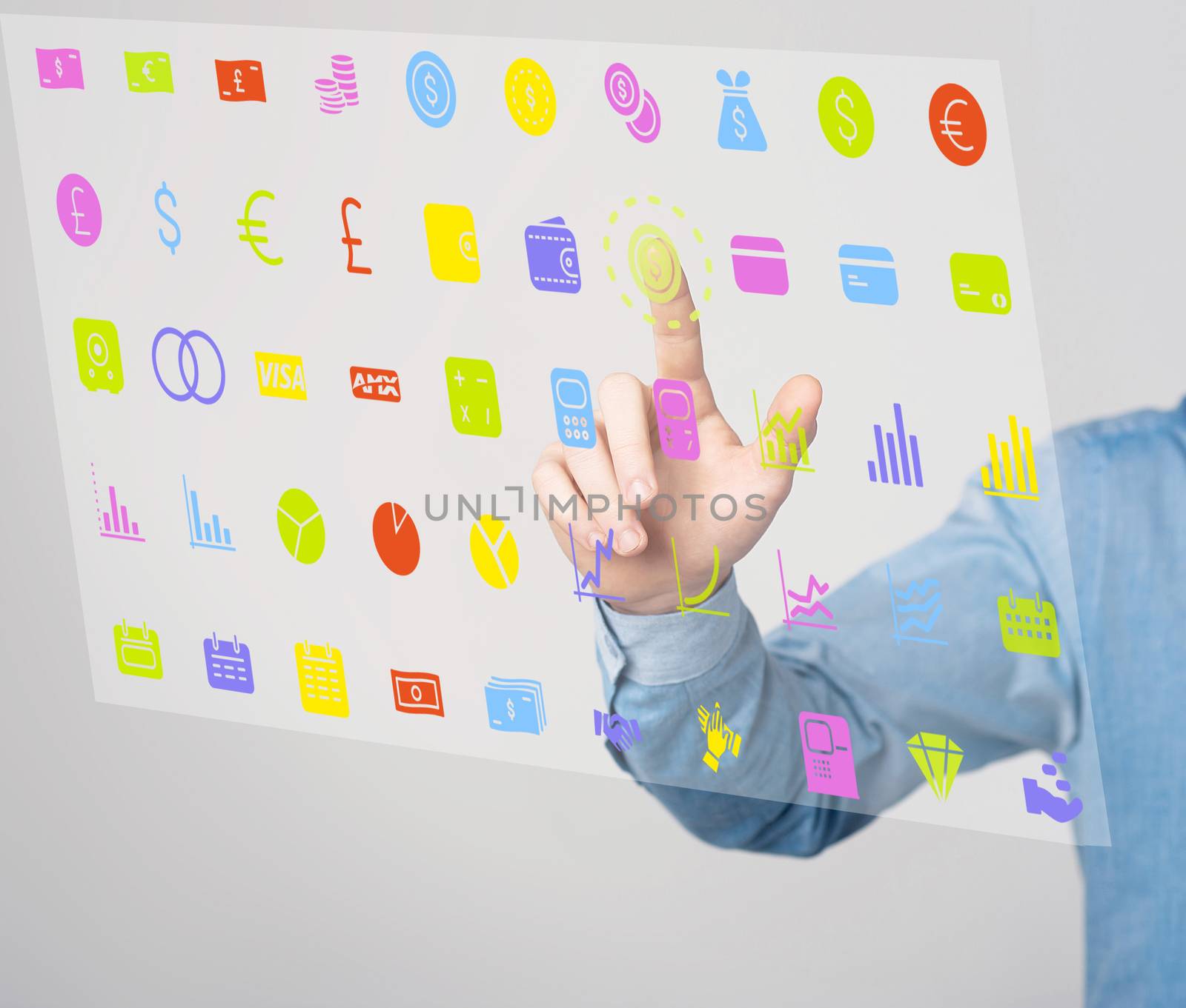 Businessman hand operating virtual screen by stockyimages