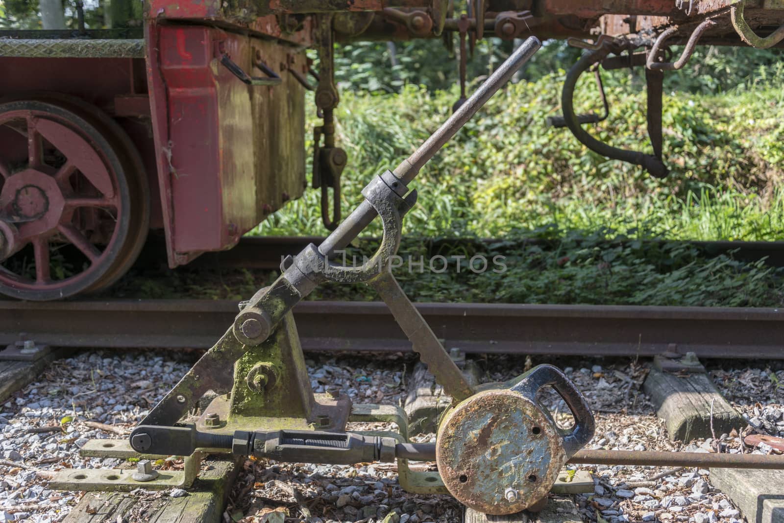 Old railroad track switch by compuinfoto