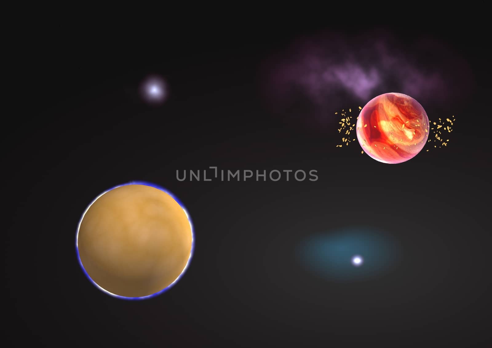 Far-out planets in a space against stars. "Elements of this image furnished by NASA".