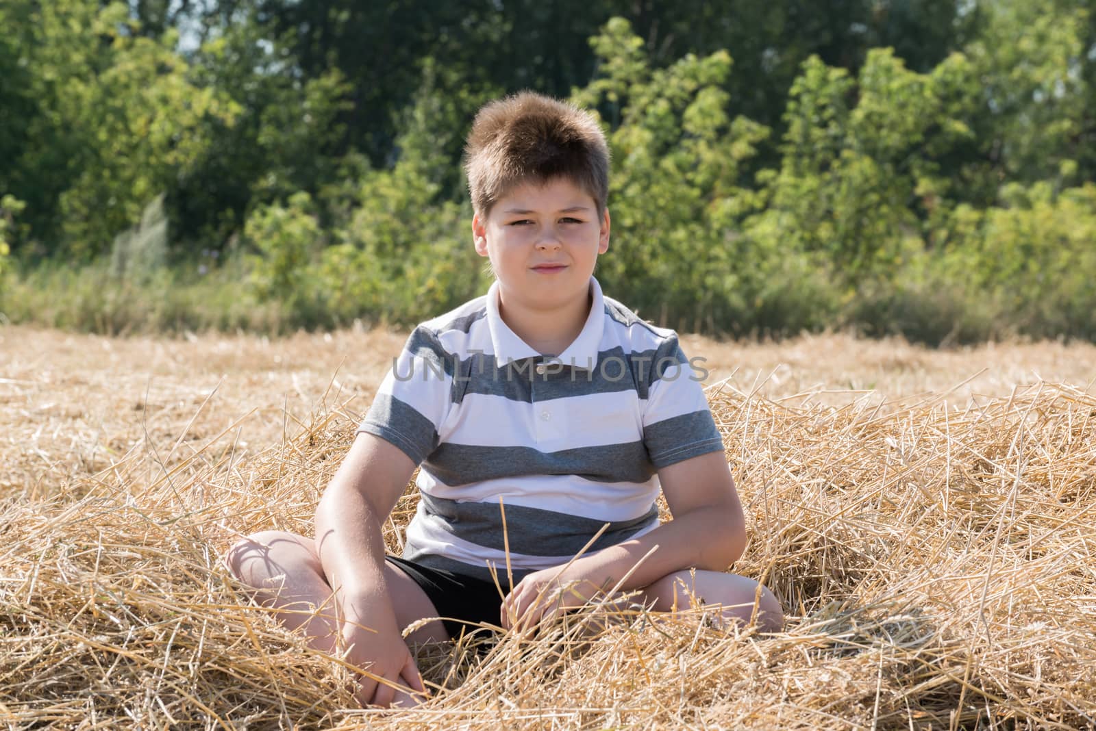 The Boy in the autumn field by olgavolodina