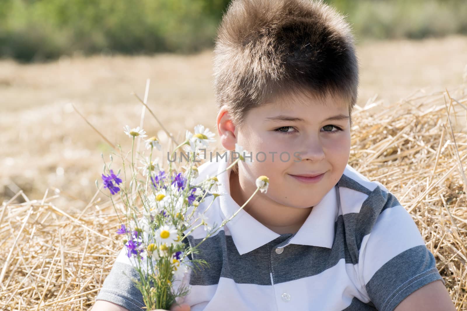 The Boy in the autumn field by olgavolodina