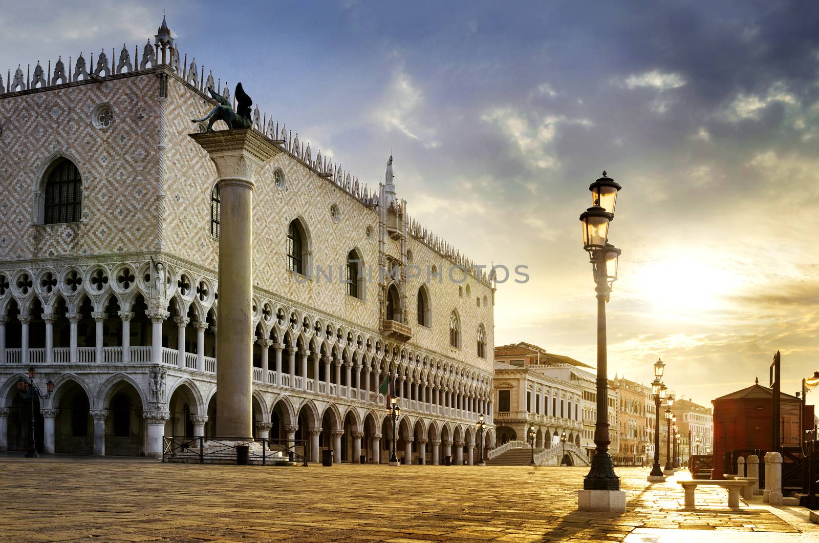 Saint Mark square with San Giorgio di Maggiore church in the background - Venice, Venezia, Italy, Europe 