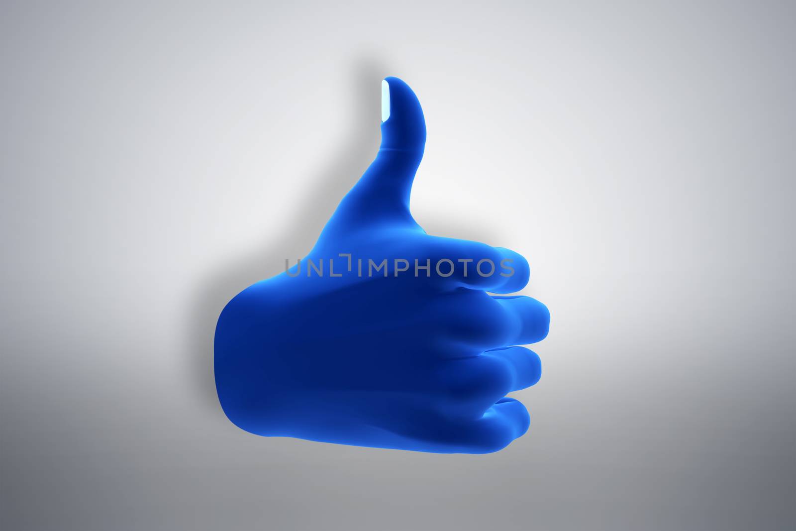 Blue hand gesture showing OK, like, agree. Social media by photocreo