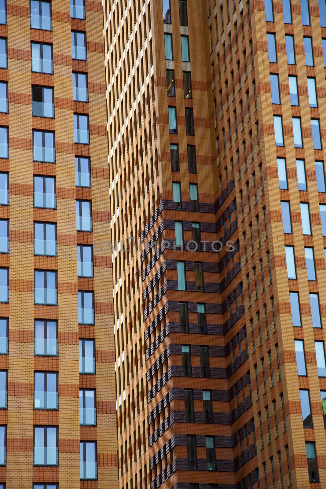 View at office buildings made of bricks