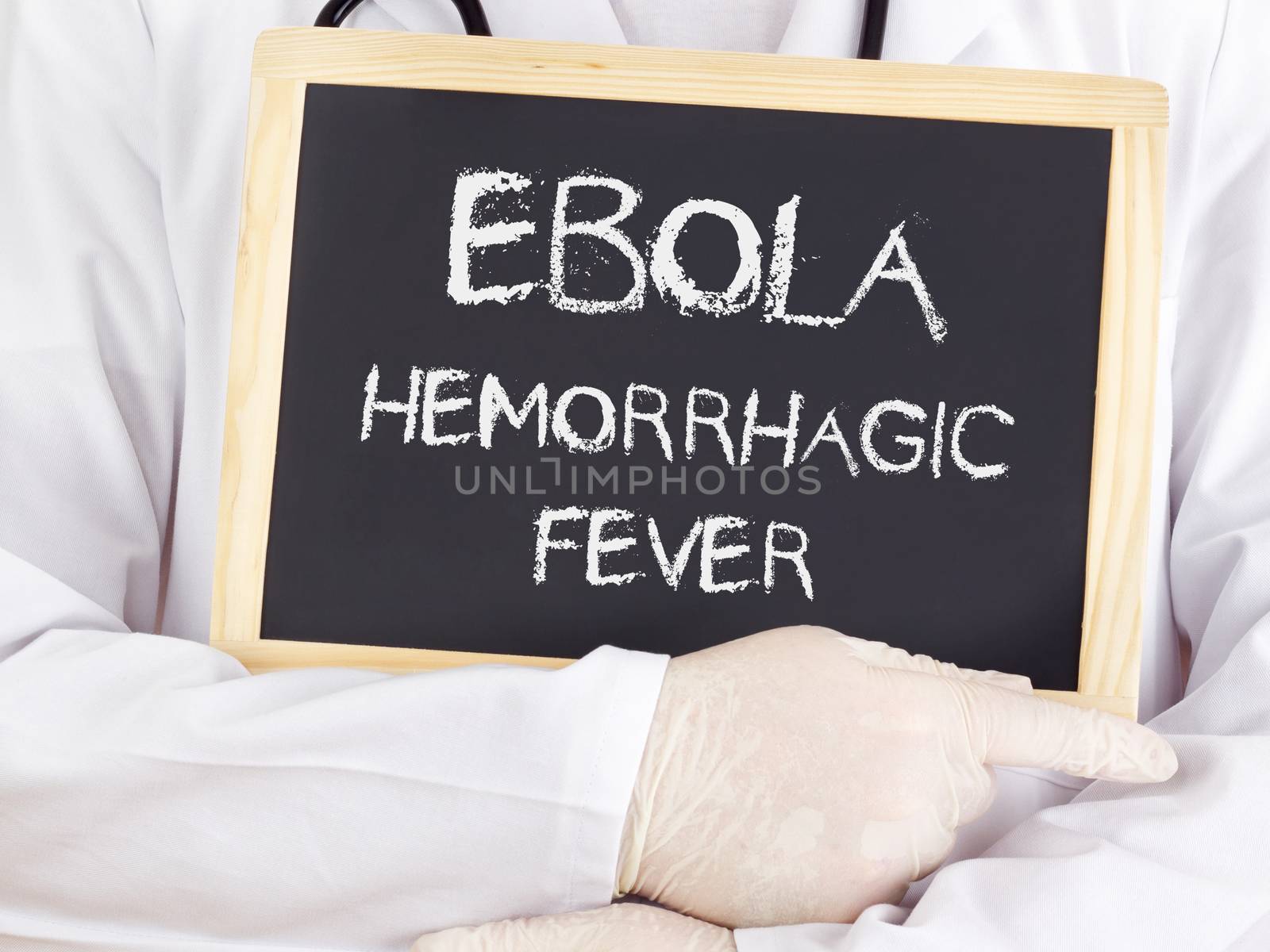 Doctor shows information: Ebola hemorrhagic fever by gwolters