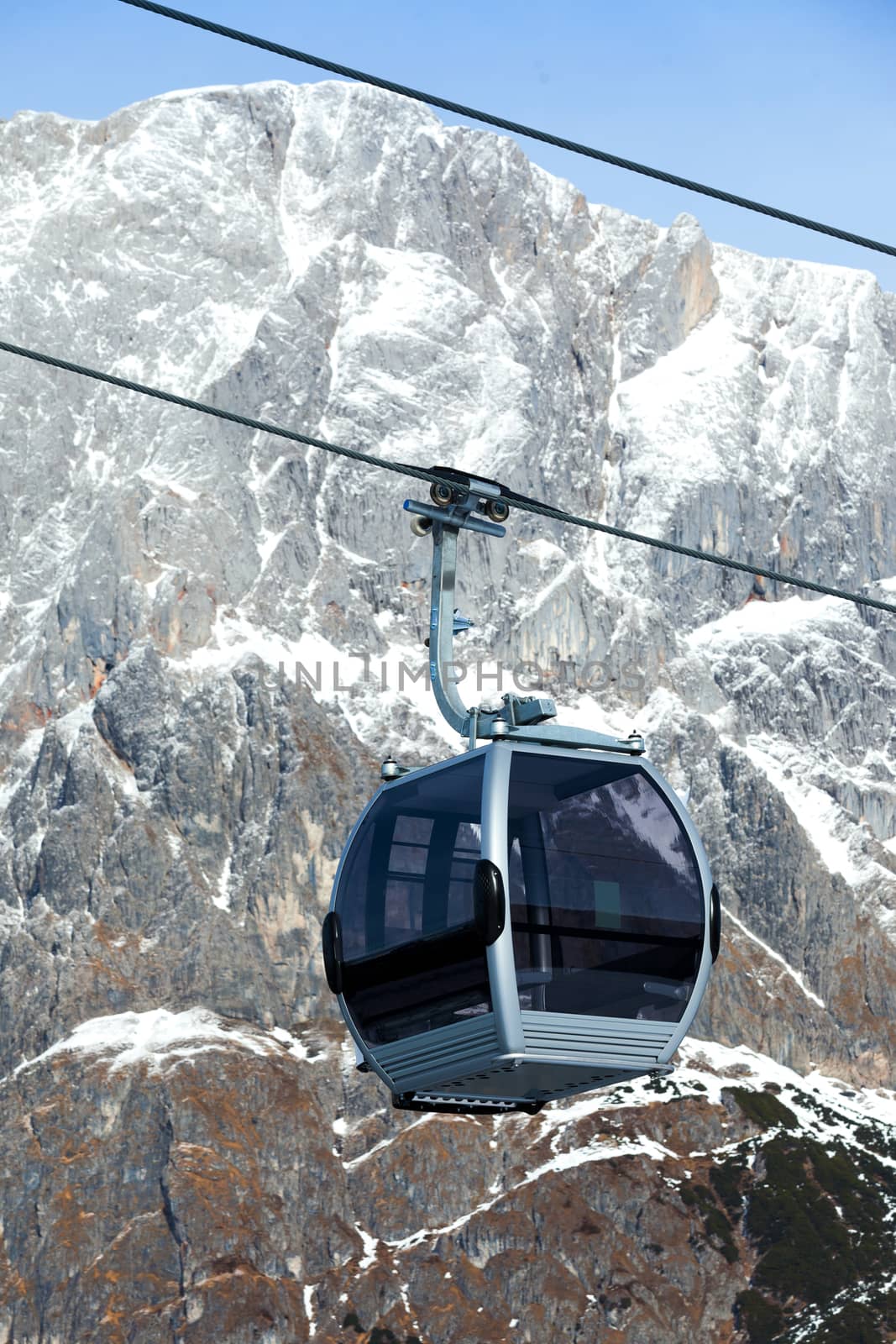 Cable car on the ski resort in Austria.