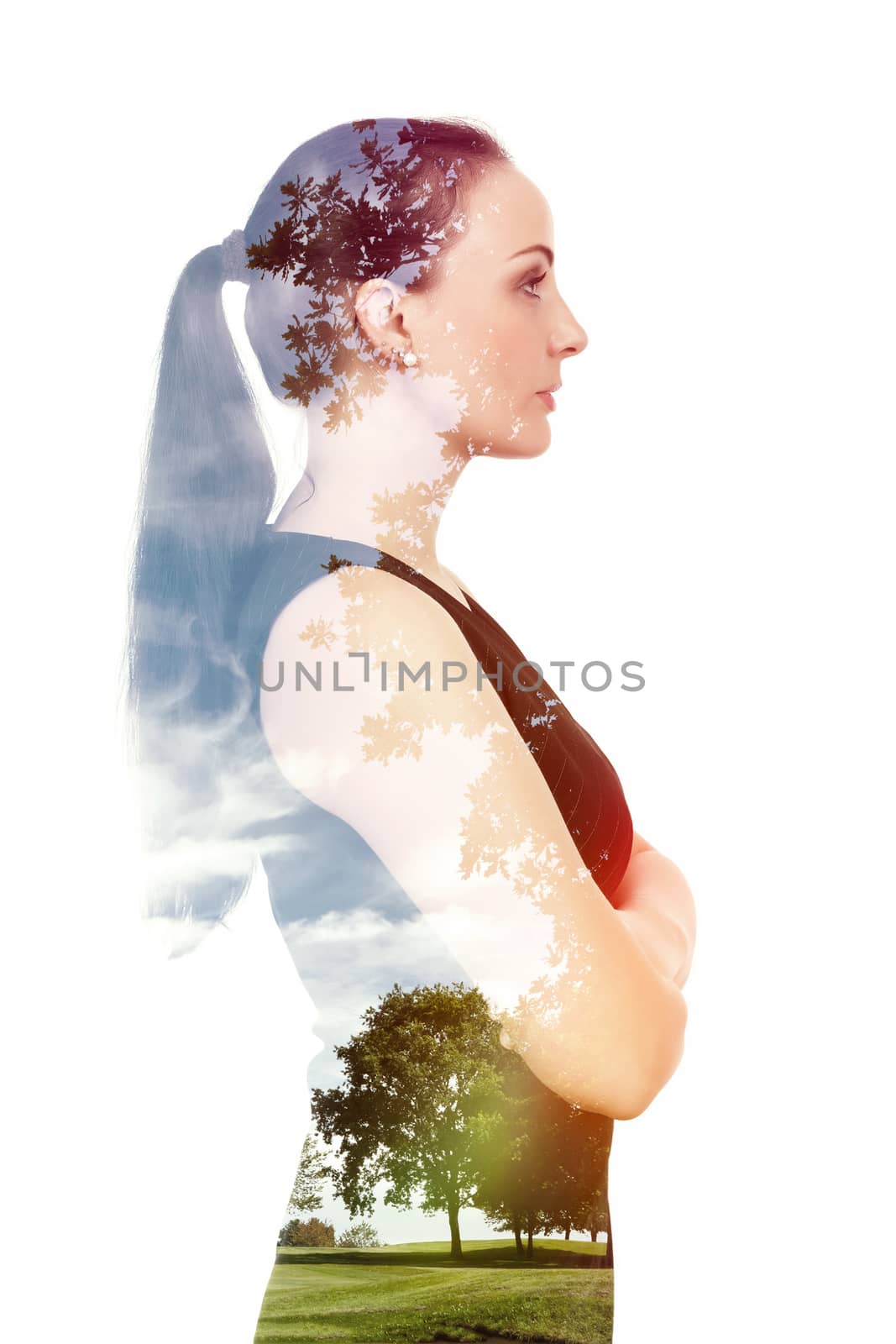 woman double exposure nature by magann