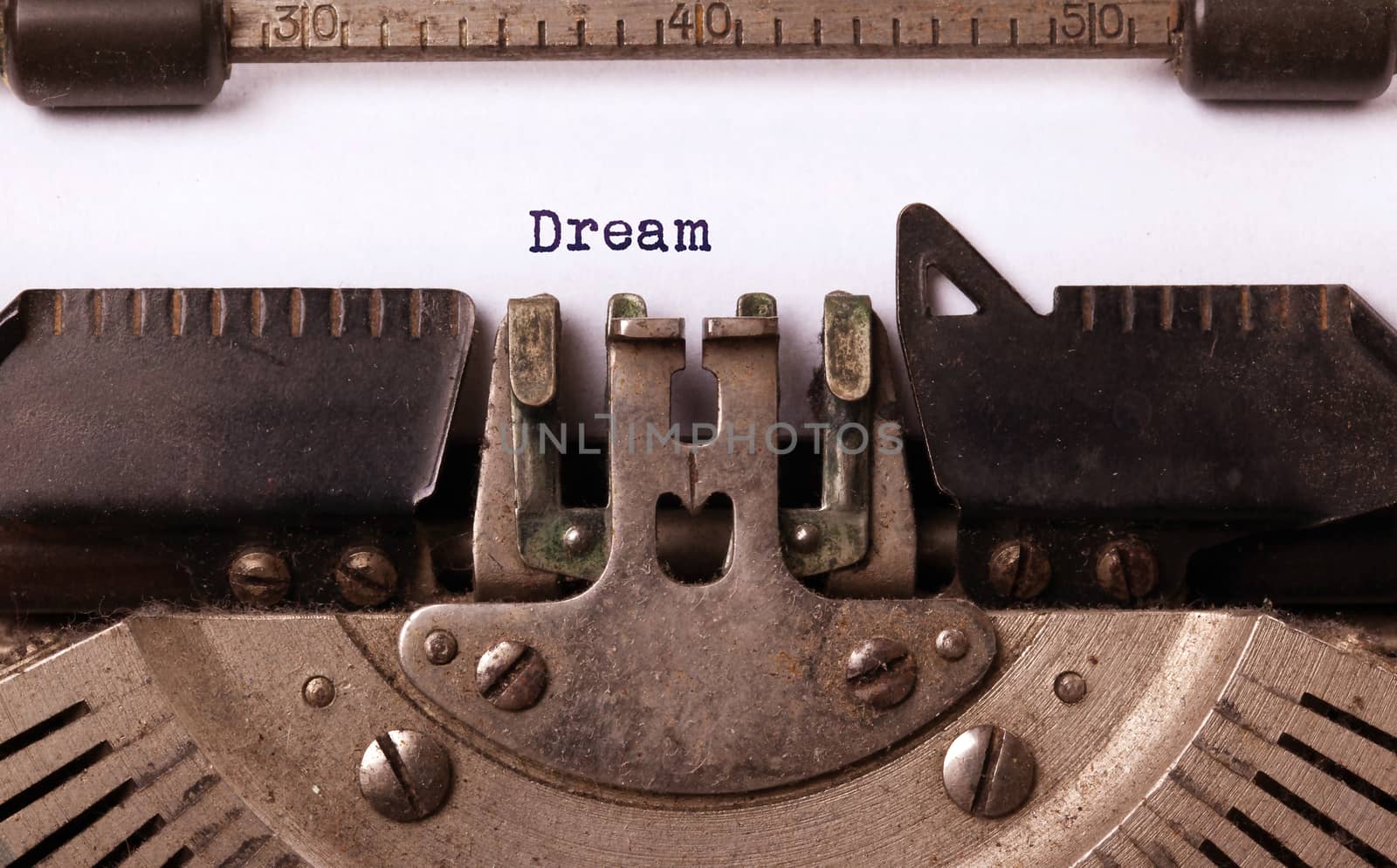 Vintage inscription made by old typewriter, dream