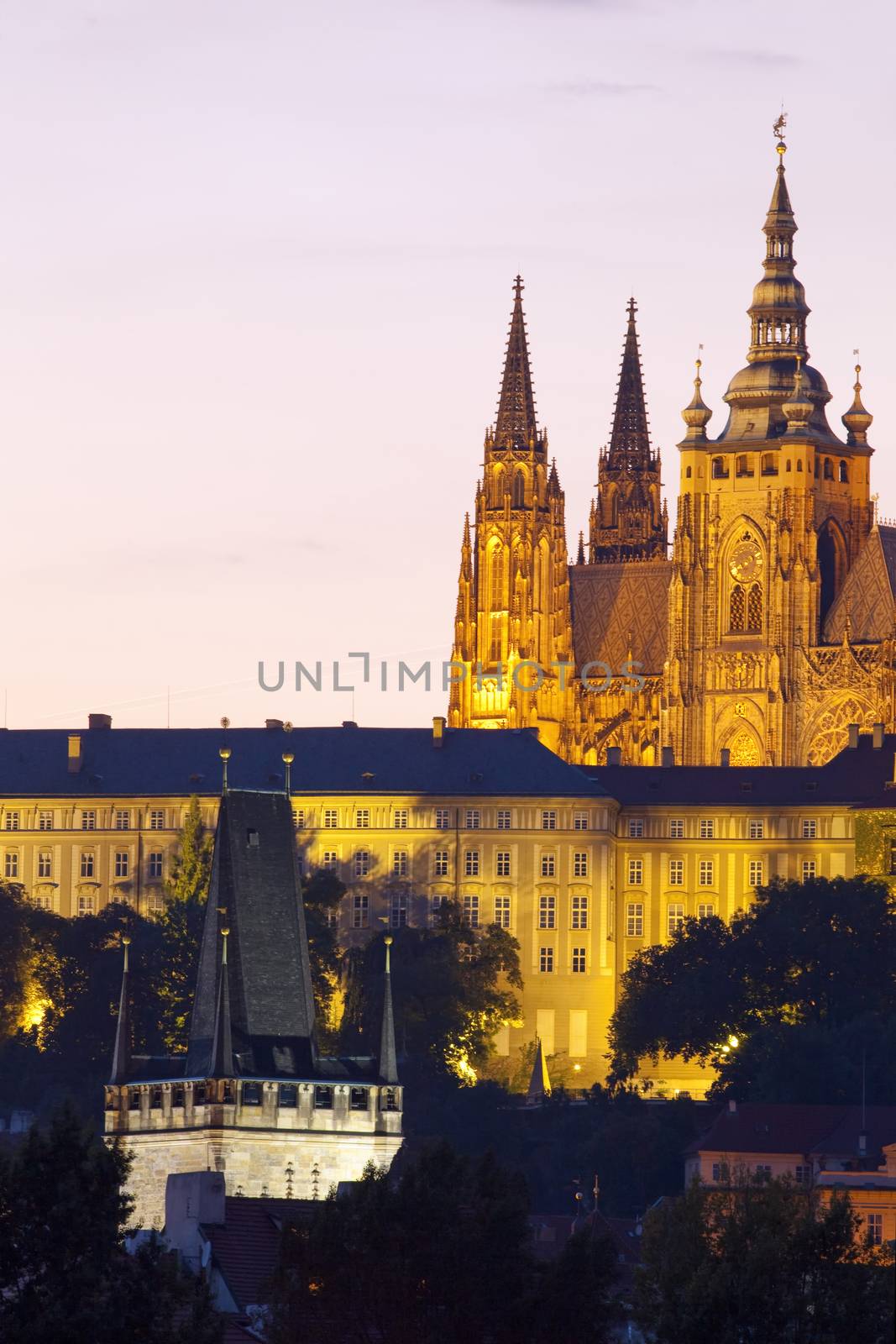 czech republic, prague - hradcany castle and charles bridge tower