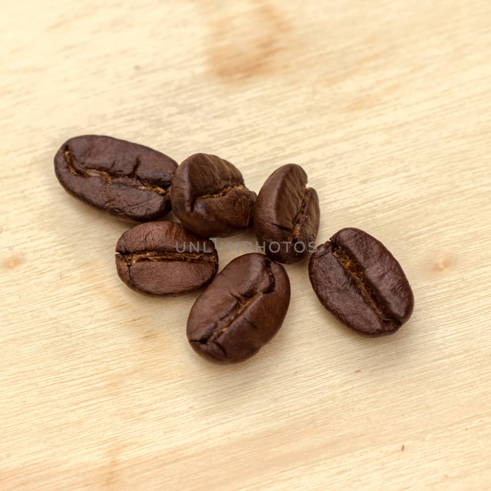 Coffee beans on the wooden
