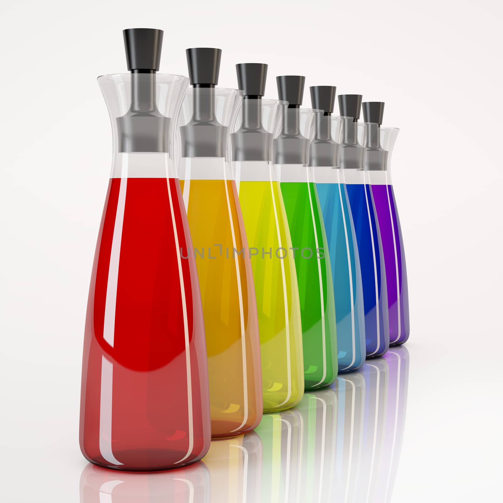 Rainbow bottles range with work path included