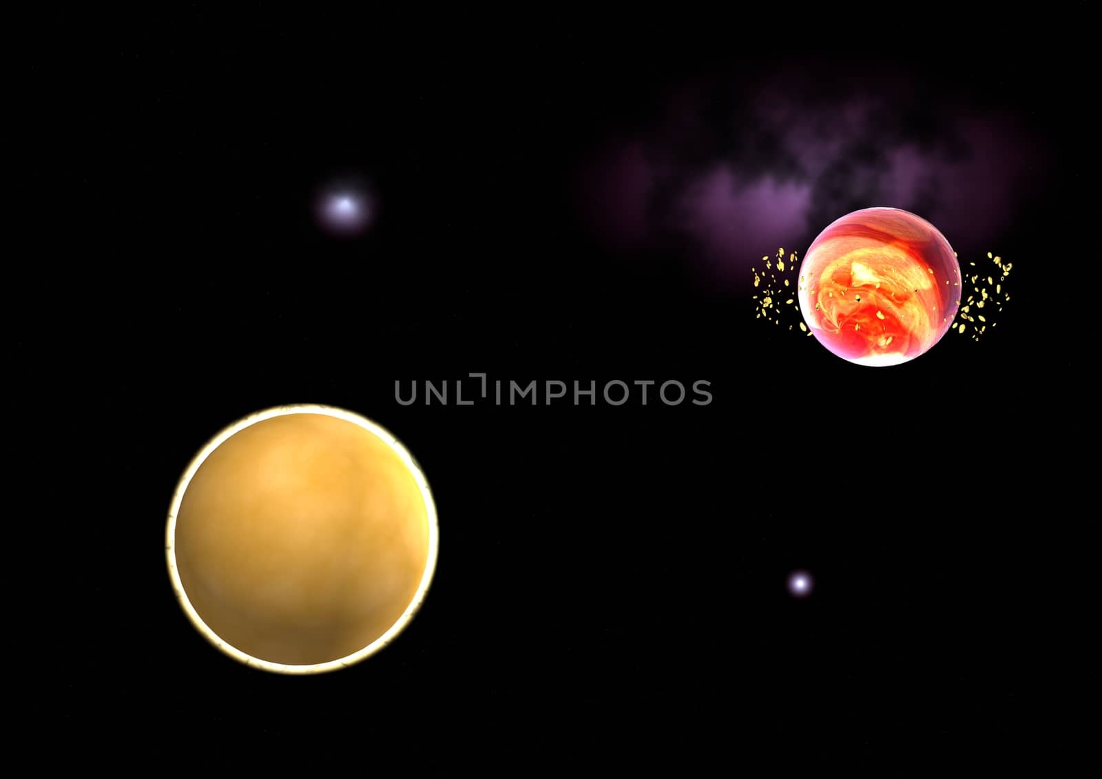 Far-out planets in a space against stars. "Elements of this image furnished by NASA".