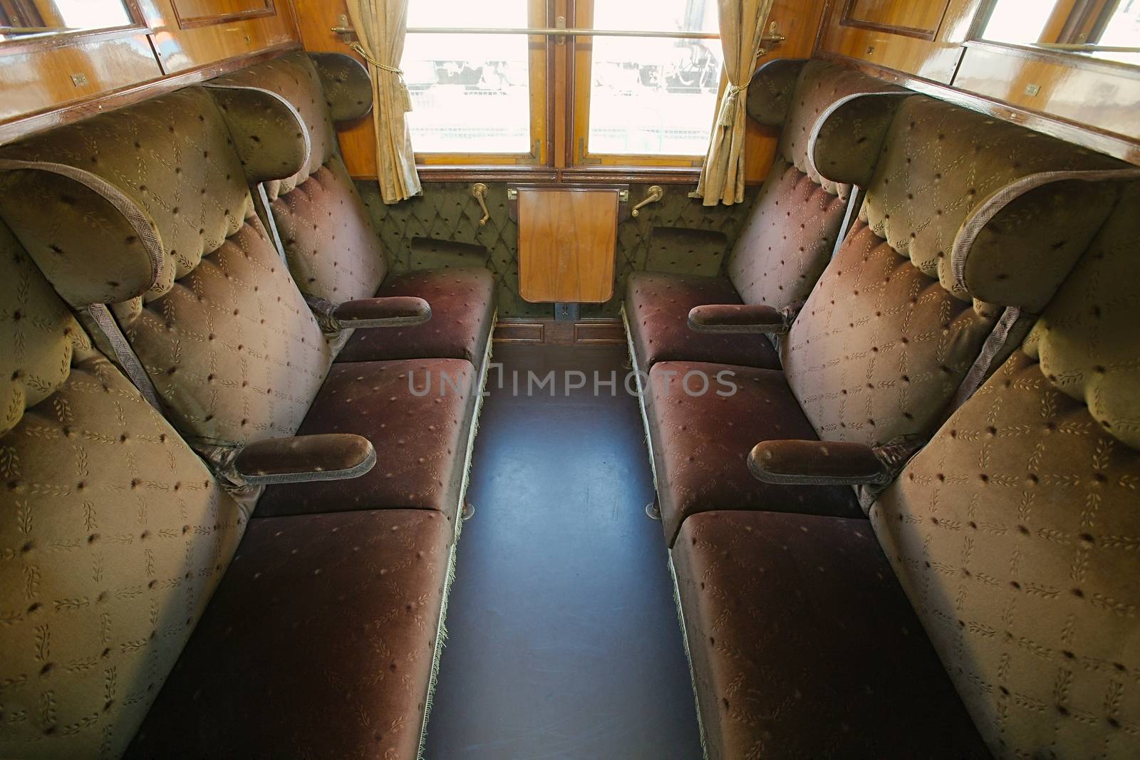 Interior of a passenger with vintage seats