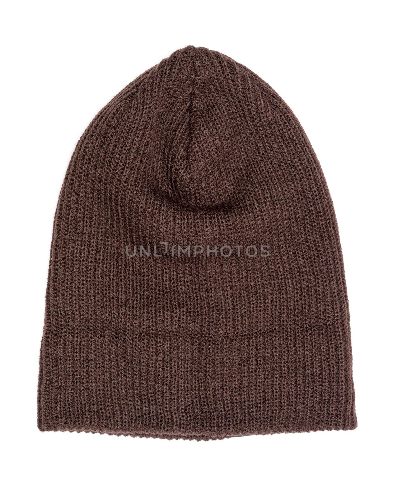 brown knitted hat isolated on white background