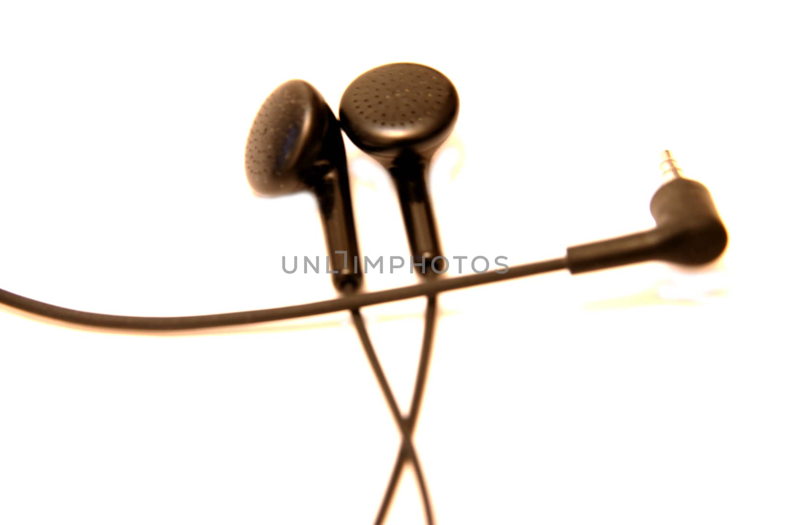 Black headphones isolated on the white background