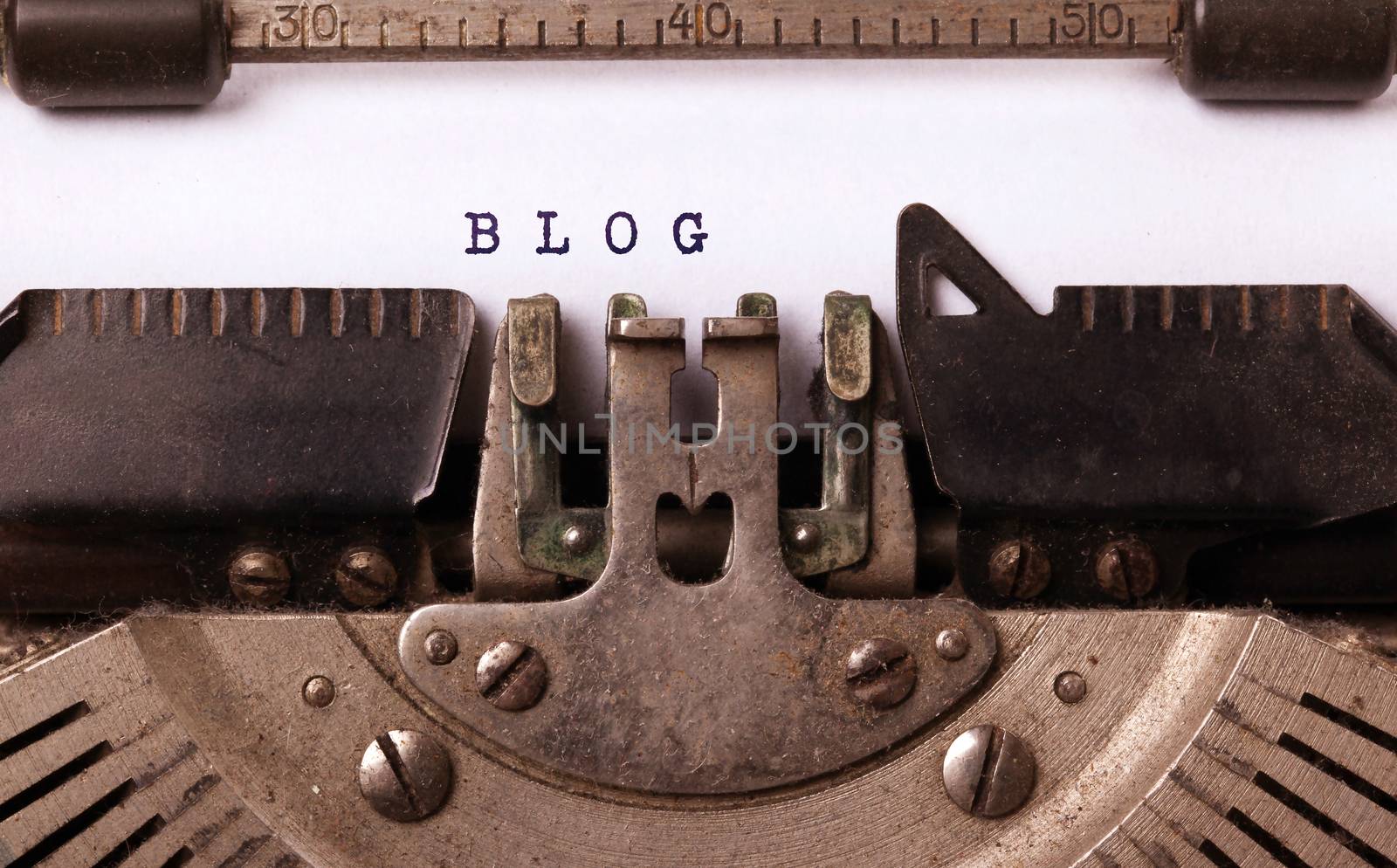 Vintage inscription made by old typewriter, BLOG