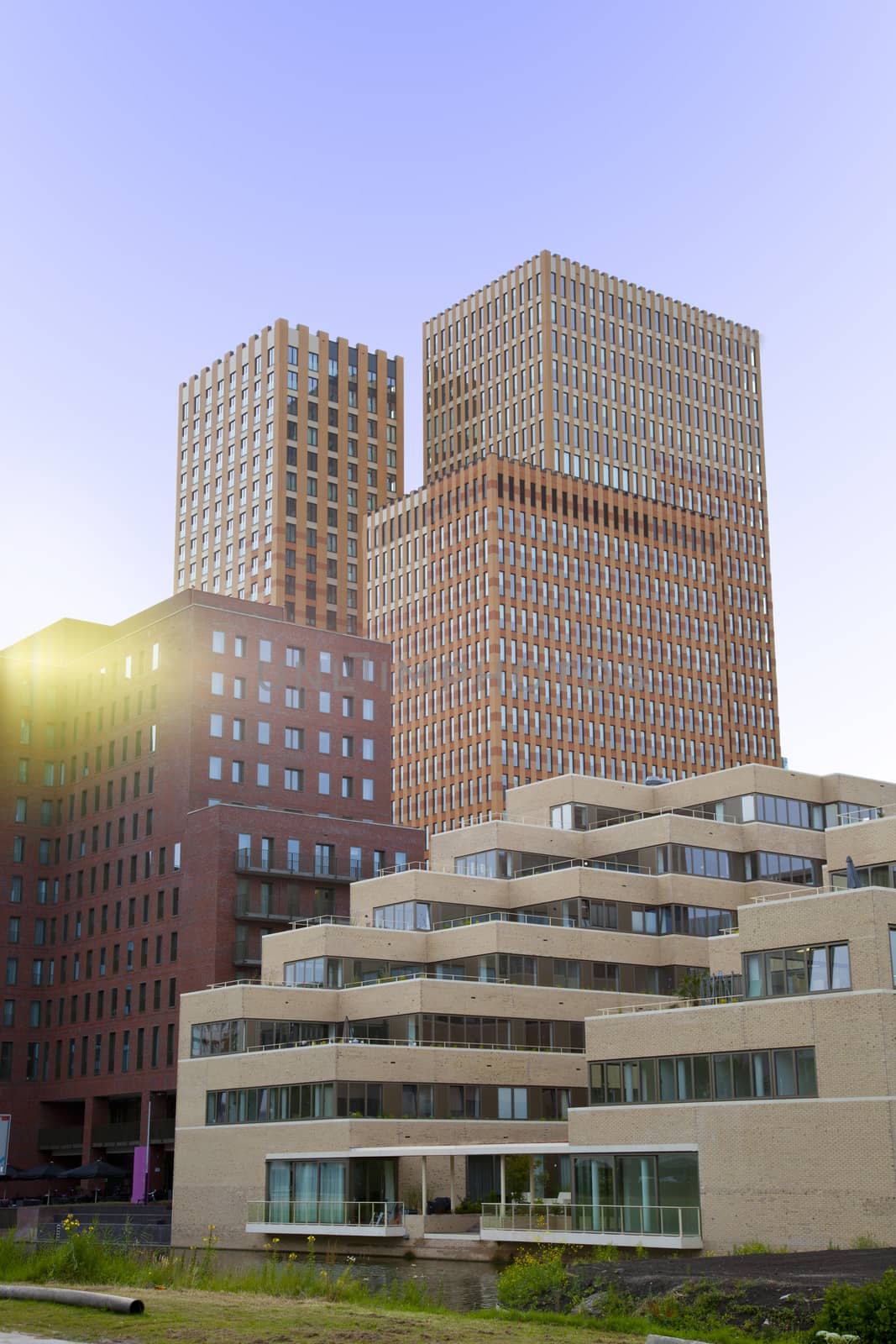 View at several office buildings in Amsterdam, The Netherlands