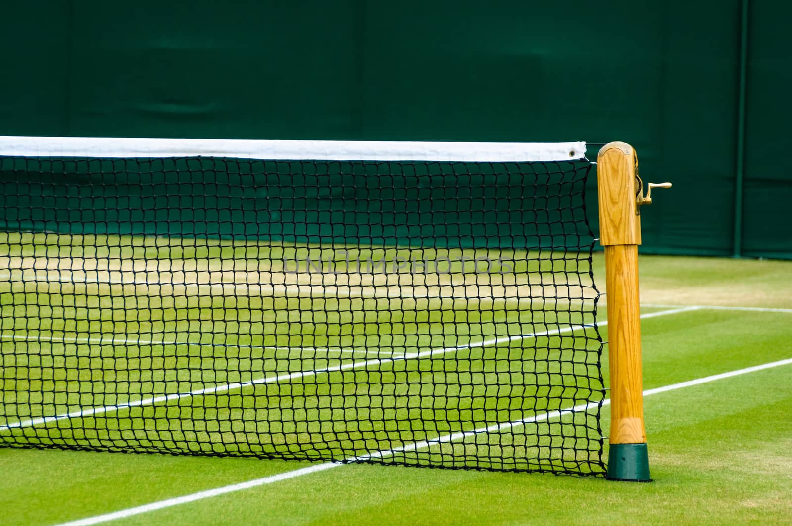 Lawn tennis court and net