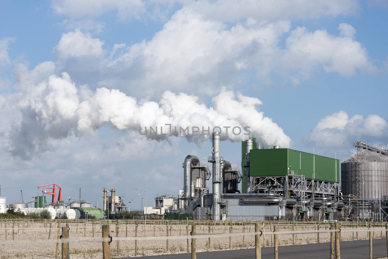industry with pollution vessels pipes and other equipment in europoort rotterdam