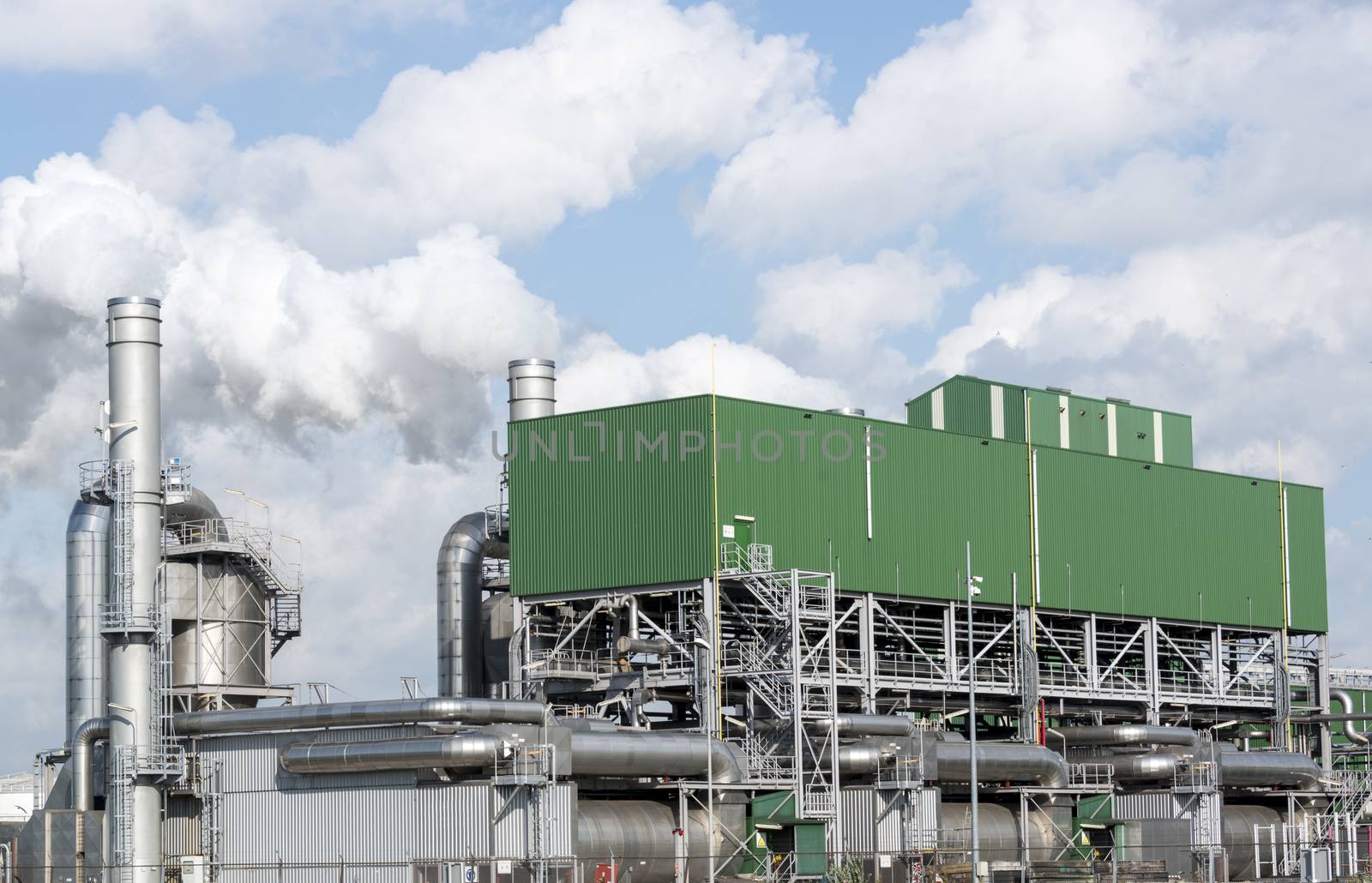 industry with pollution vessels pipes and other equipment in europoort rotterdam