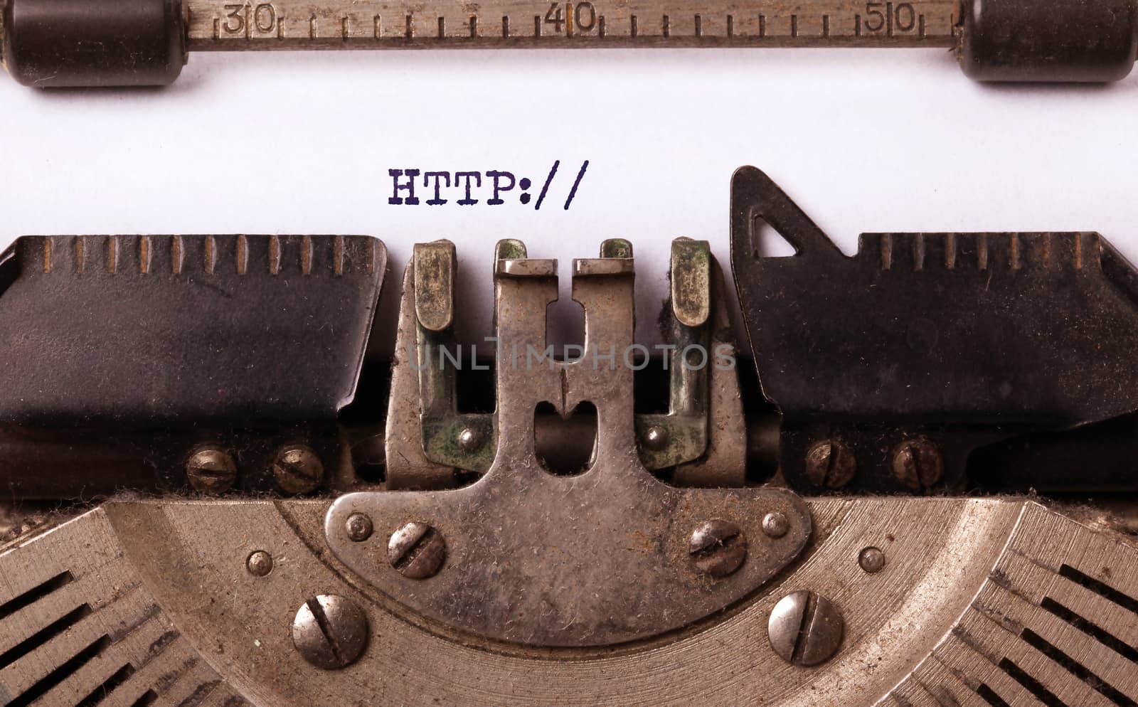 Vintage inscription made by old typewriter, http